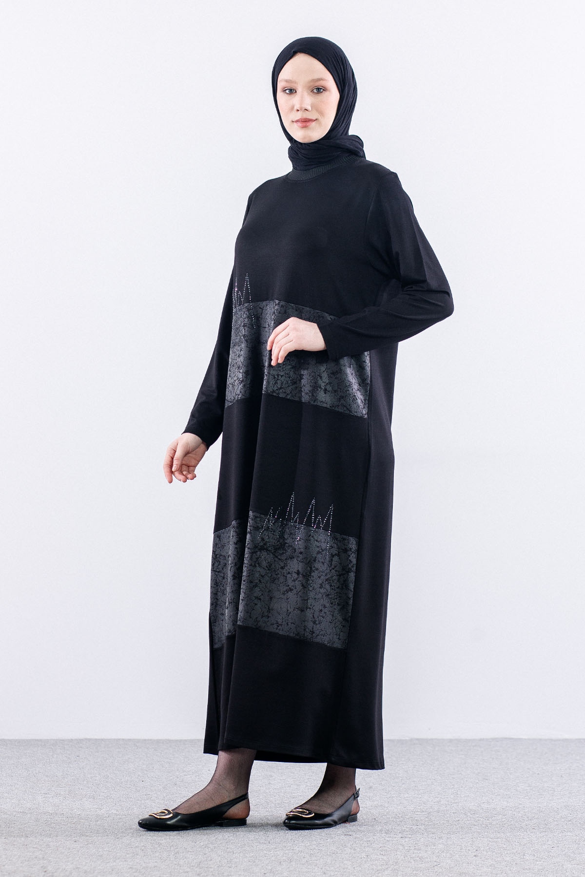 25113 Elbise 44-46-48 - Siyah - 4