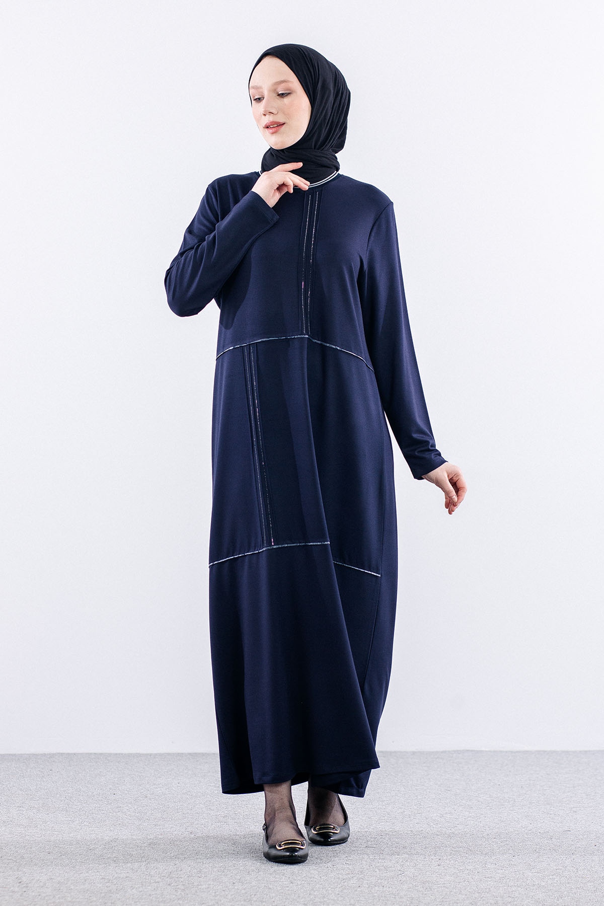 25117 Elbise 44-46-48 - Lacivert - 1