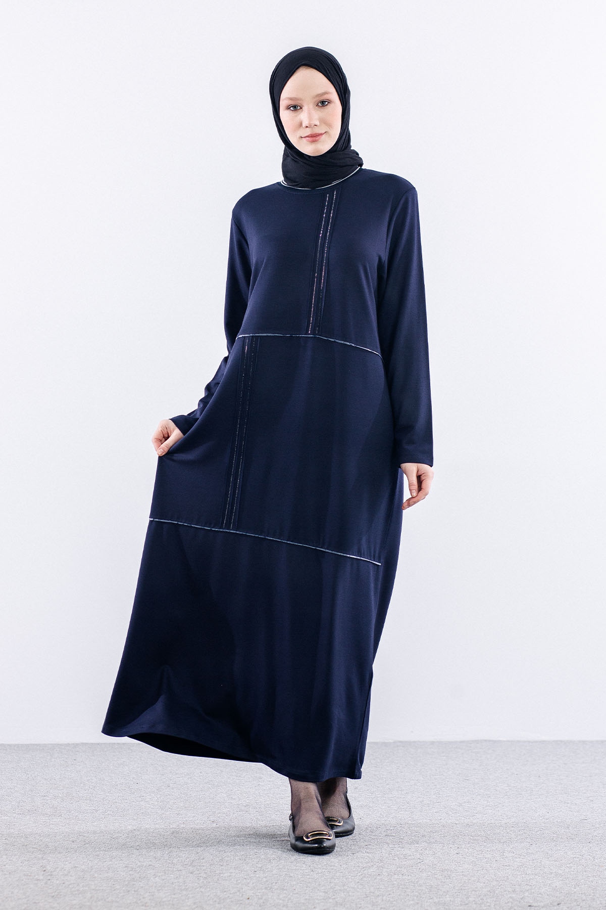 25117 Elbise 44-46-48 - Lacivert - 2