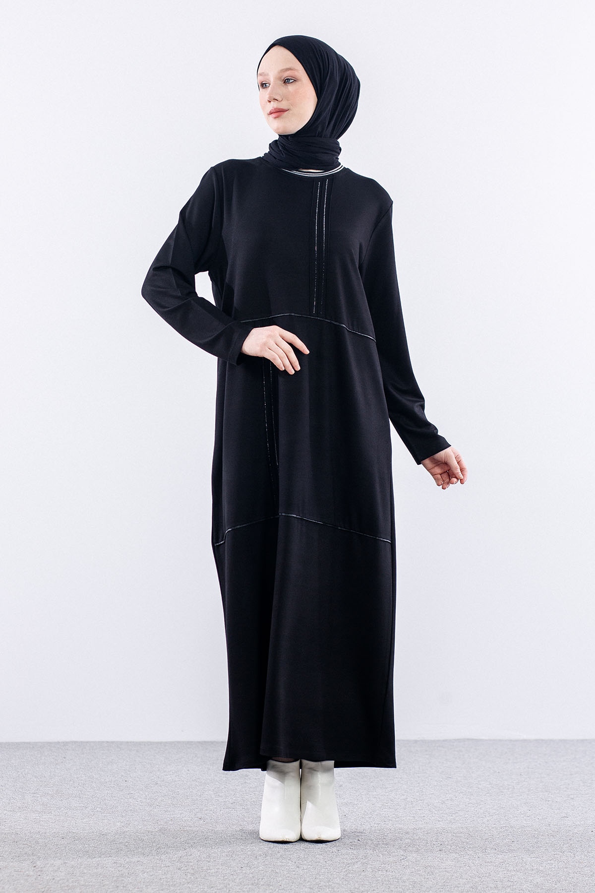 25117 Elbise 44-46-48 - Siyah - 2