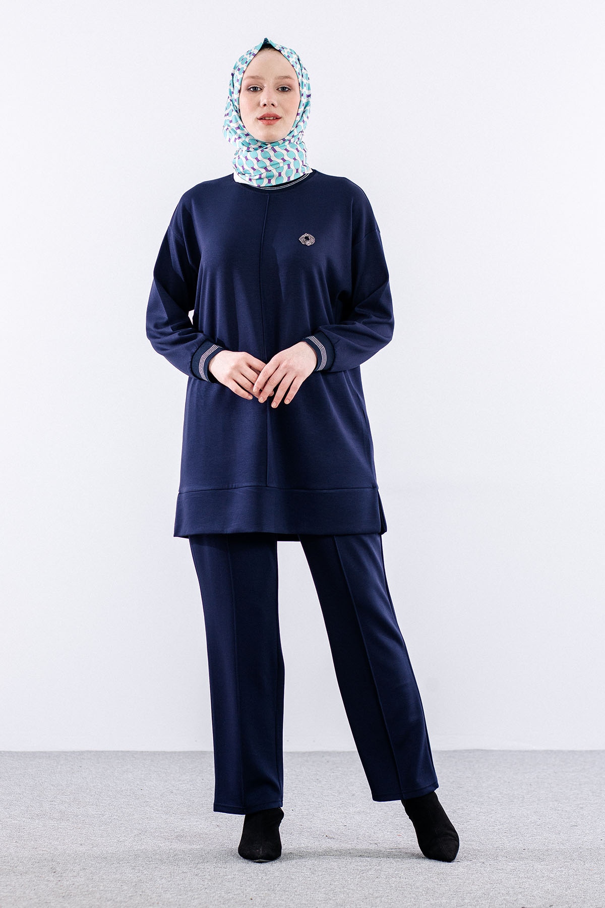 25123 Takim 44-46 Rıbana Cıma Detay - Lacivert - 1