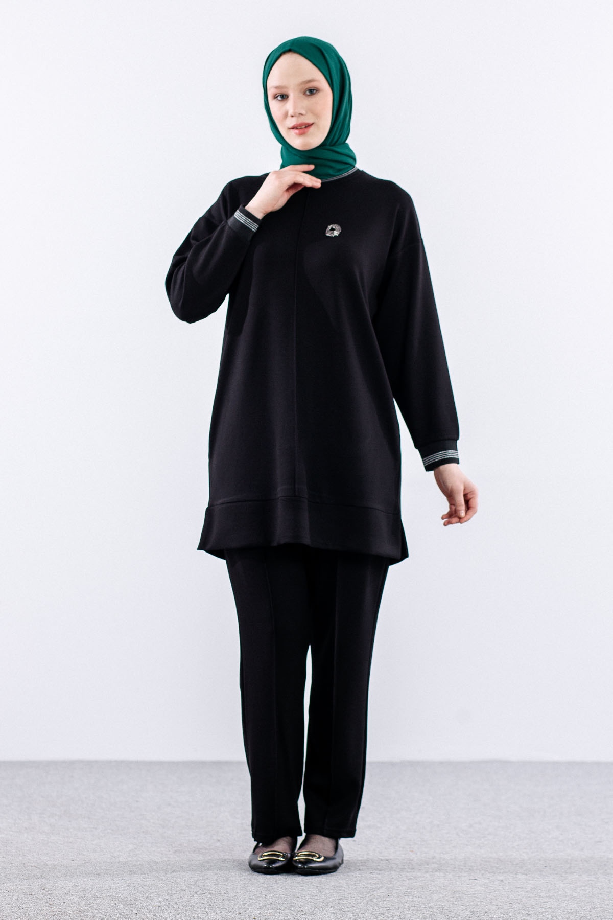 25123 Takim 44-46 Rıbana Cıma Detay - Siyah - 1