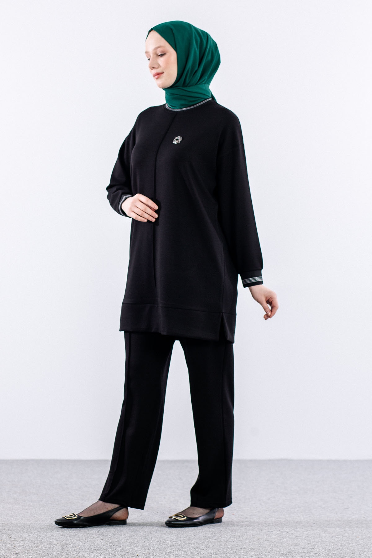 25123 Takim 44-46 Rıbana Cıma Detay - Siyah - 4