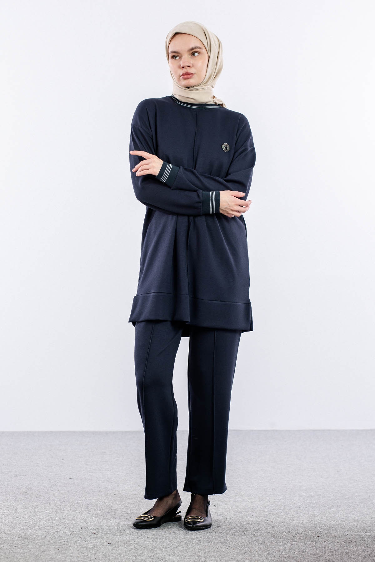 25123 Takim 44-46 Ribana Detay - Gri - 2