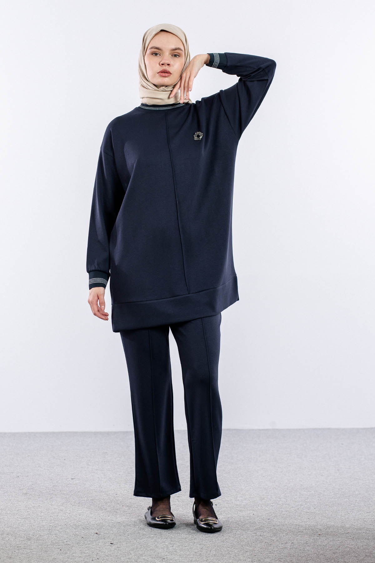 25123 Takim 44-46 Ribana Detay - Gri - 3