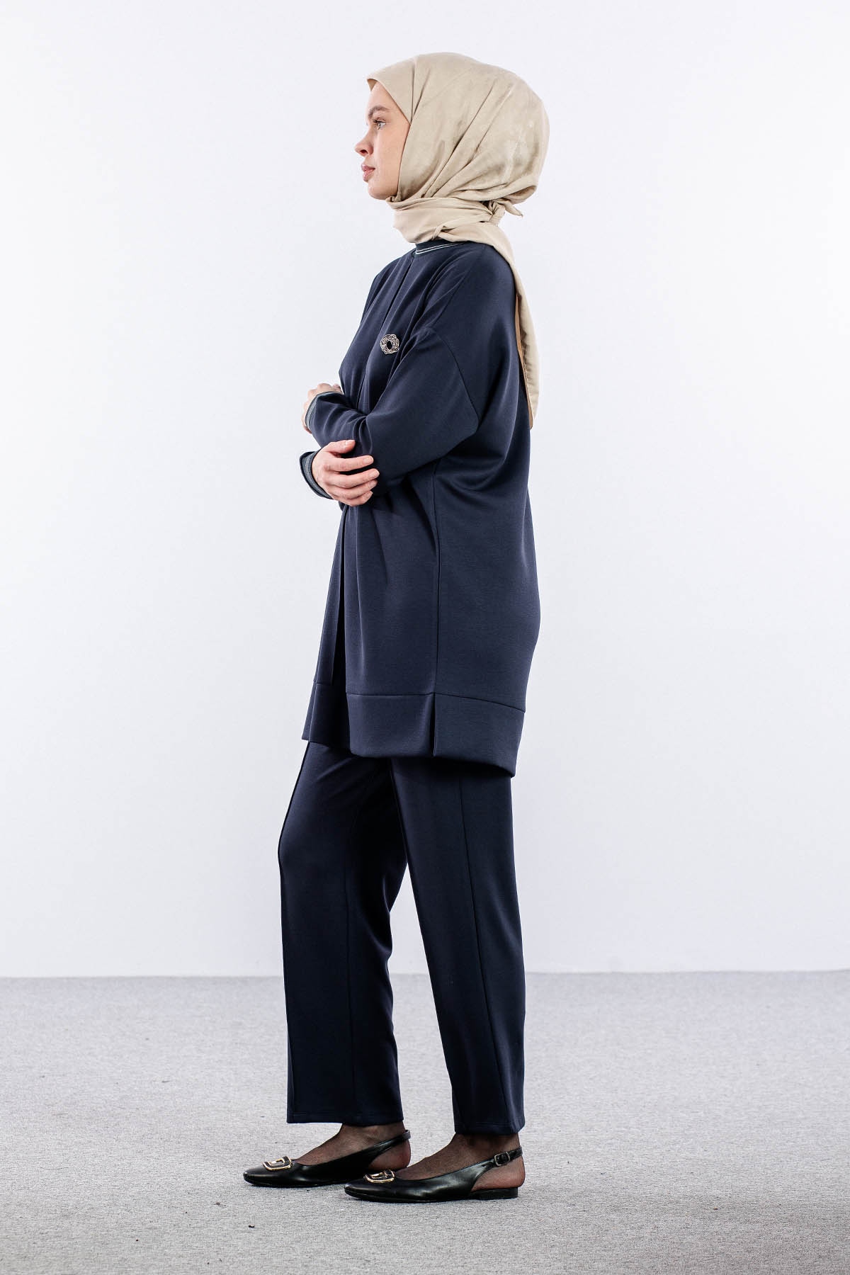 25123 Takim 44-46 Ribana Detay - Gri - 4