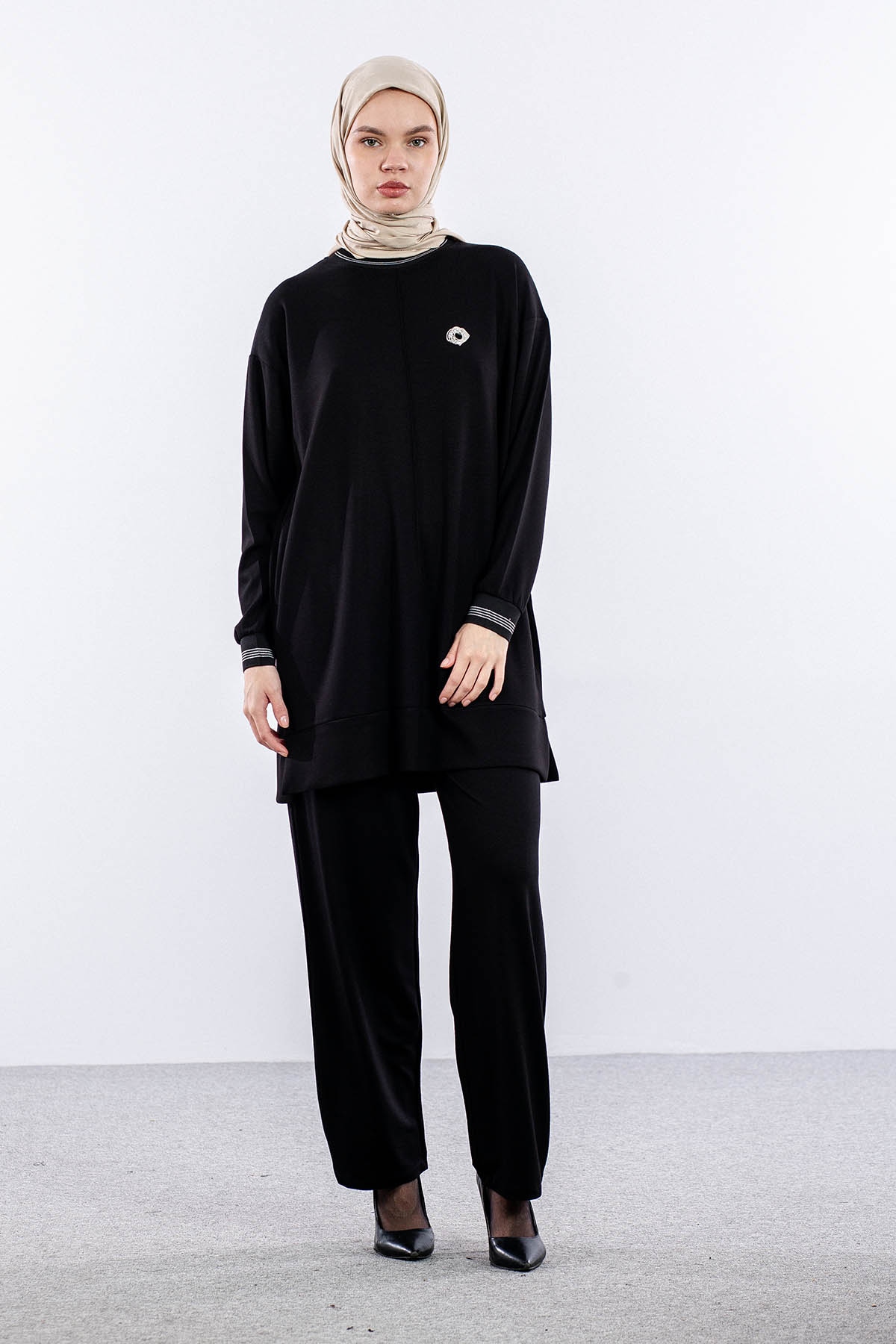 25123 Takim 44-46 Ribana Detay - Siyah - 1