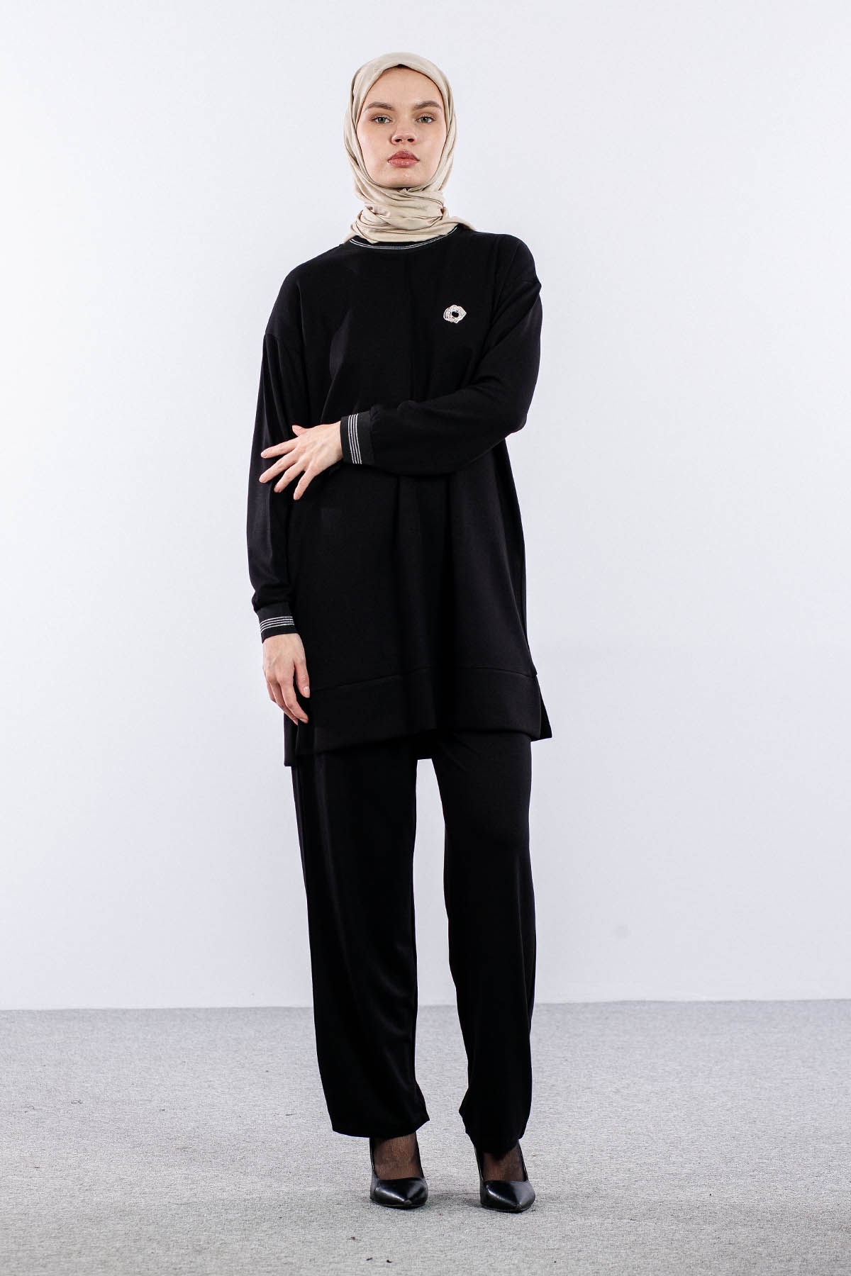 25123 Takim 44-46 Ribana Detay - Siyah - 3