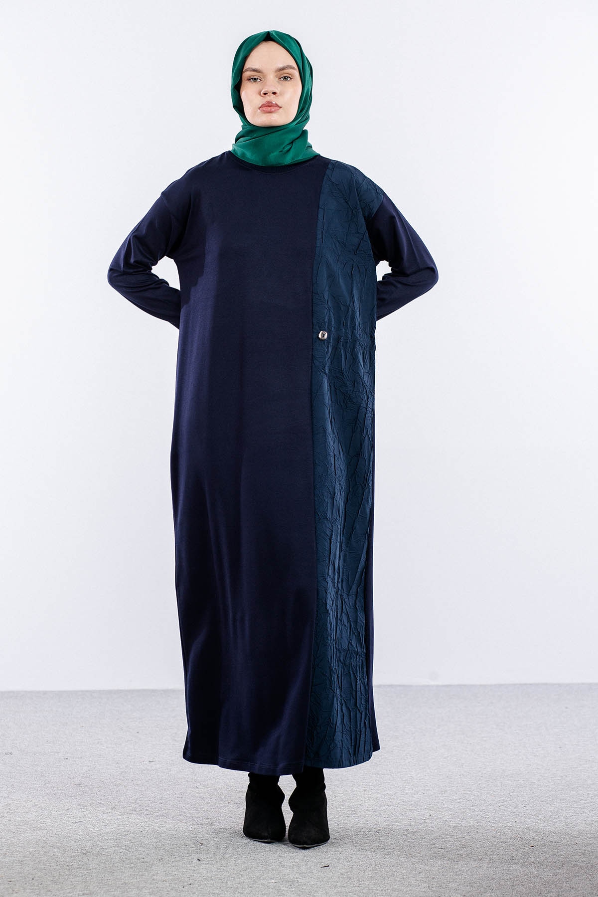 25126 Elbise 44-46-48 Parasut Garni - Lacivert - 1