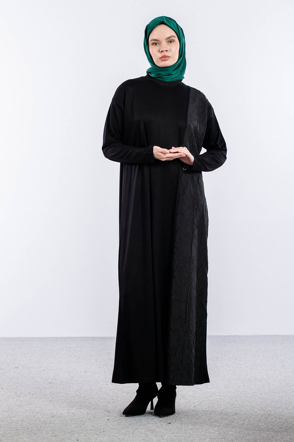 25126 Elbise 44-46-48 Parasut Garni - Siyah - 2