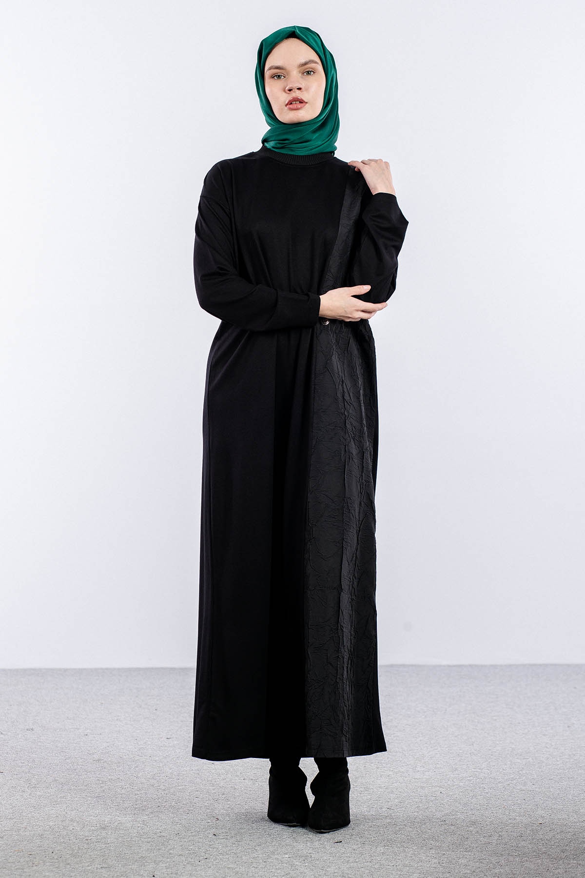 25126 Elbise 44-46-48 Parasut Garni - Siyah - 3