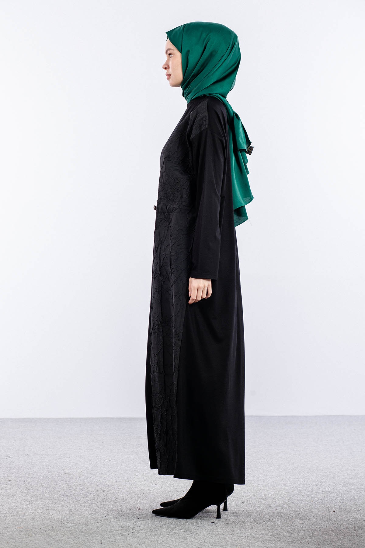 25126 Elbise 44-46-48 Parasut Garni - Siyah - 5