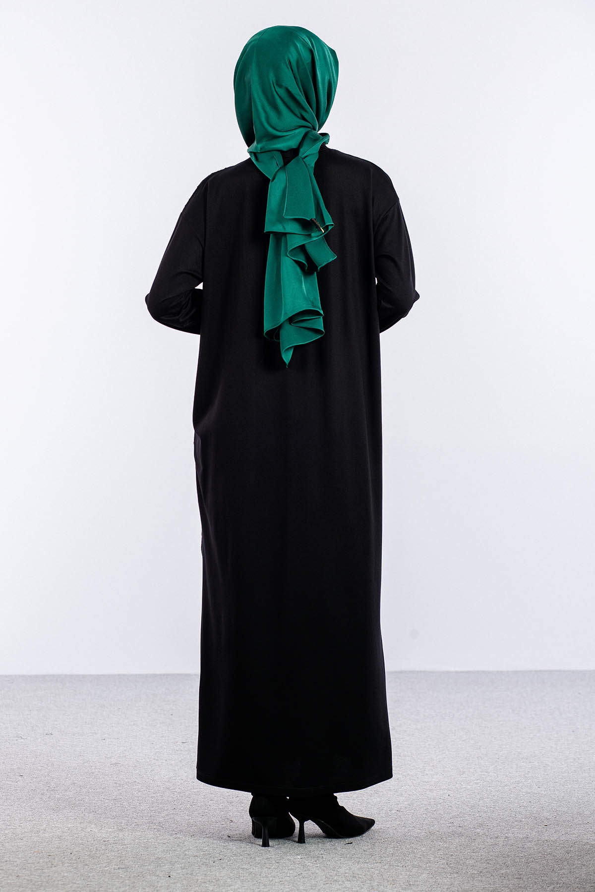 25126 Elbise 44-46-48 Parasut Garni - Siyah - 6