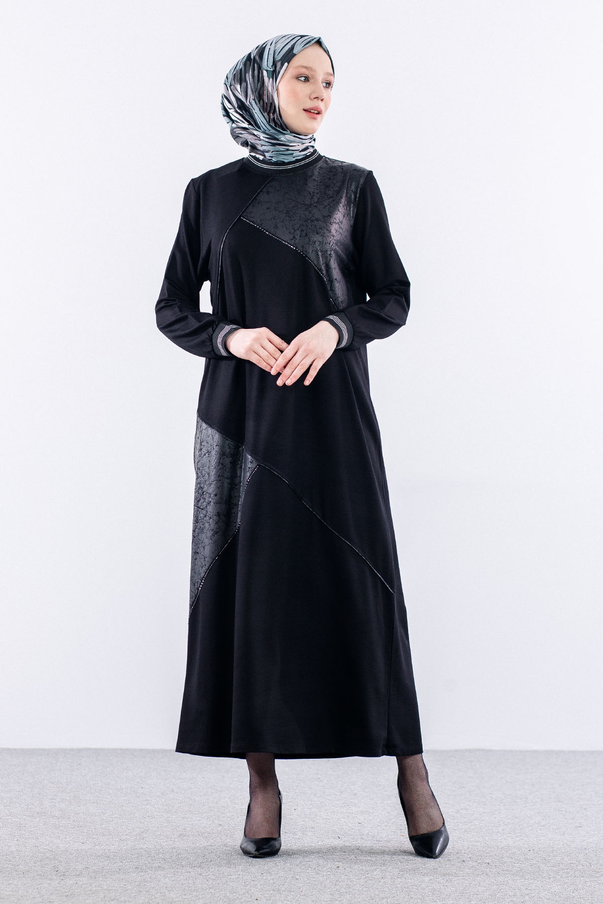 25140 Elbise 44-46-48 - Siyah - 1