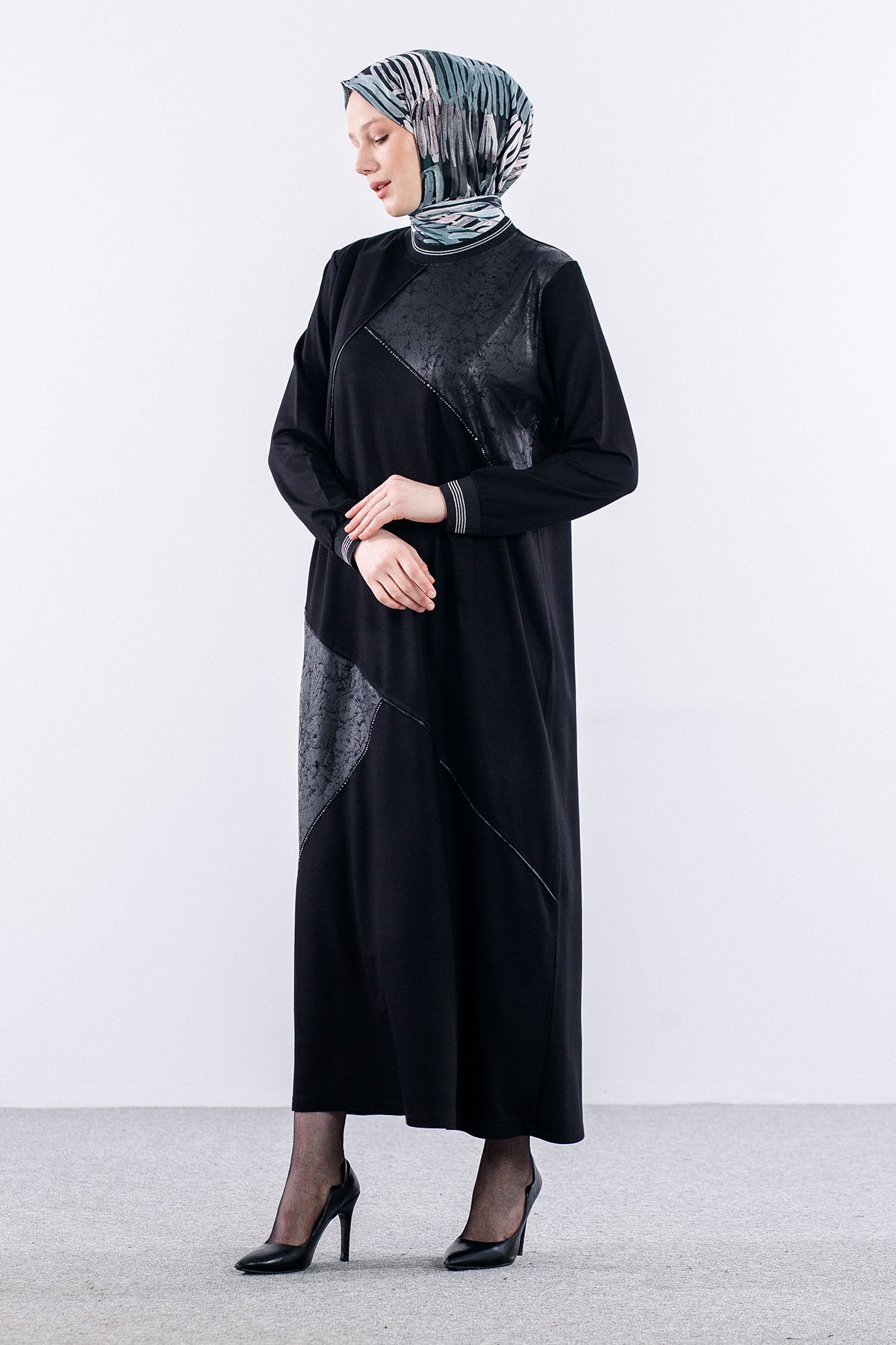 25140 Elbise 44-46-48 - Siyah - 3