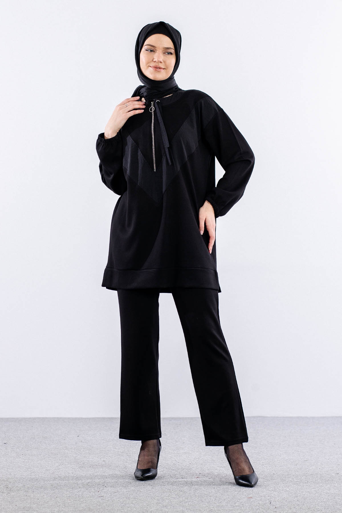 25173 Takim 1-2 Parasut Garni - Siyah - 1