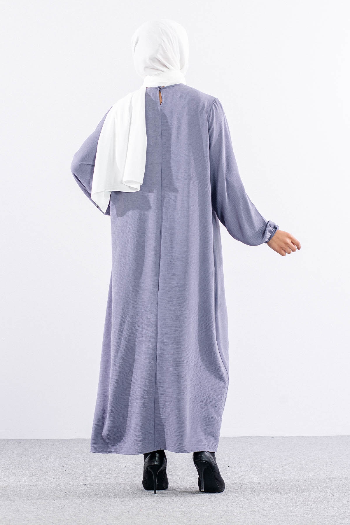 25228 Elbise 44-46-48 Ae Bros Detay - Gri - 4