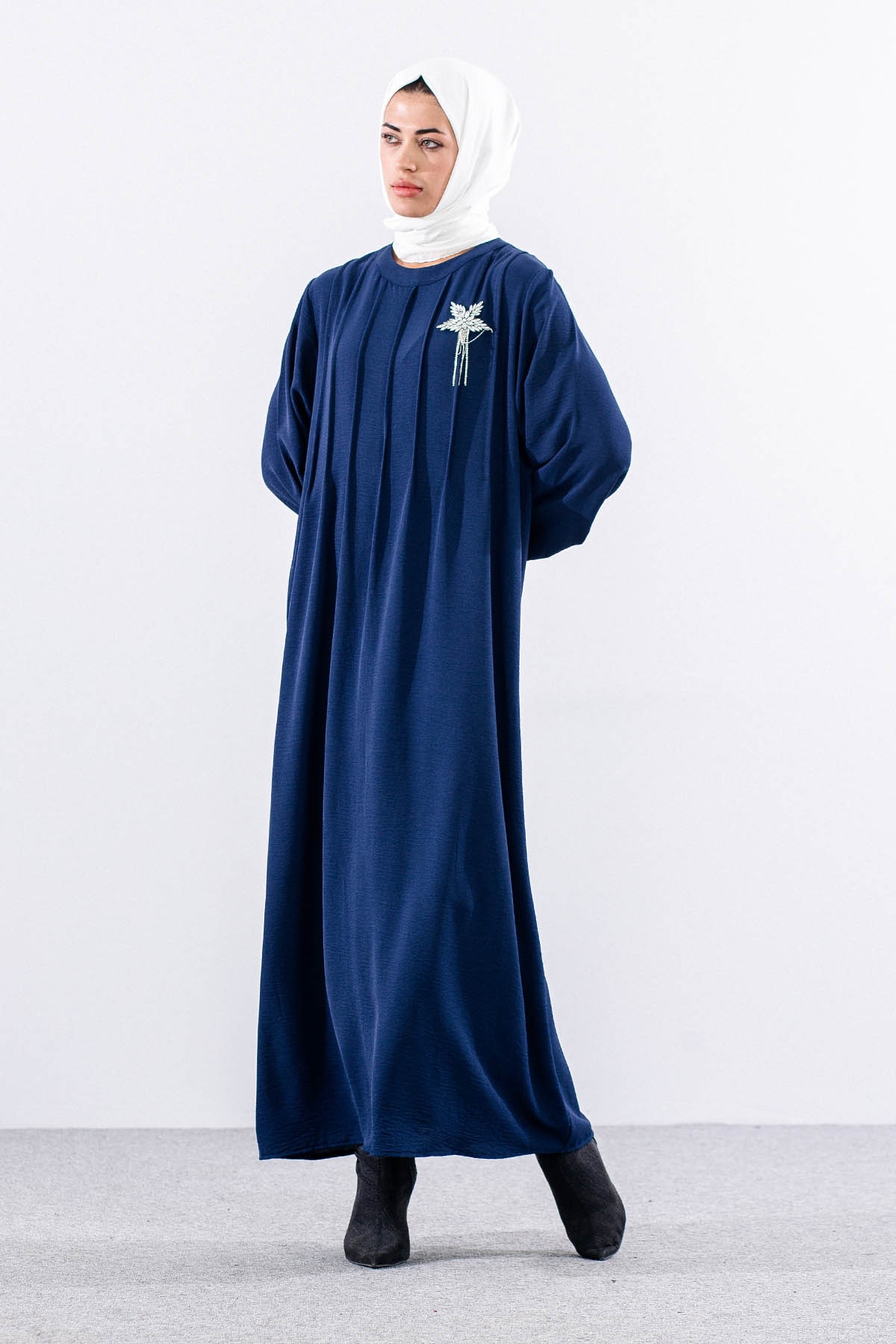 25228 Elbise 44-46-48 Ae Bros Detay - Lacivert - 2