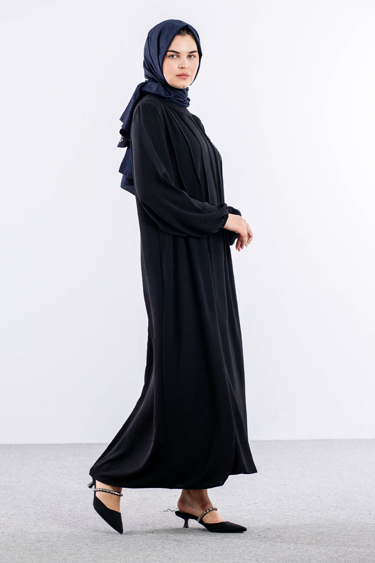 25228 Elbise 44-46-48 Ae Bros Detay - Siyah - 3