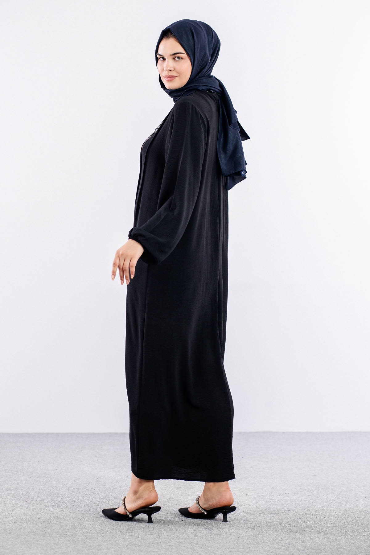 25228 Elbise 44-46-48 Ae Bros Detay - Siyah - 5