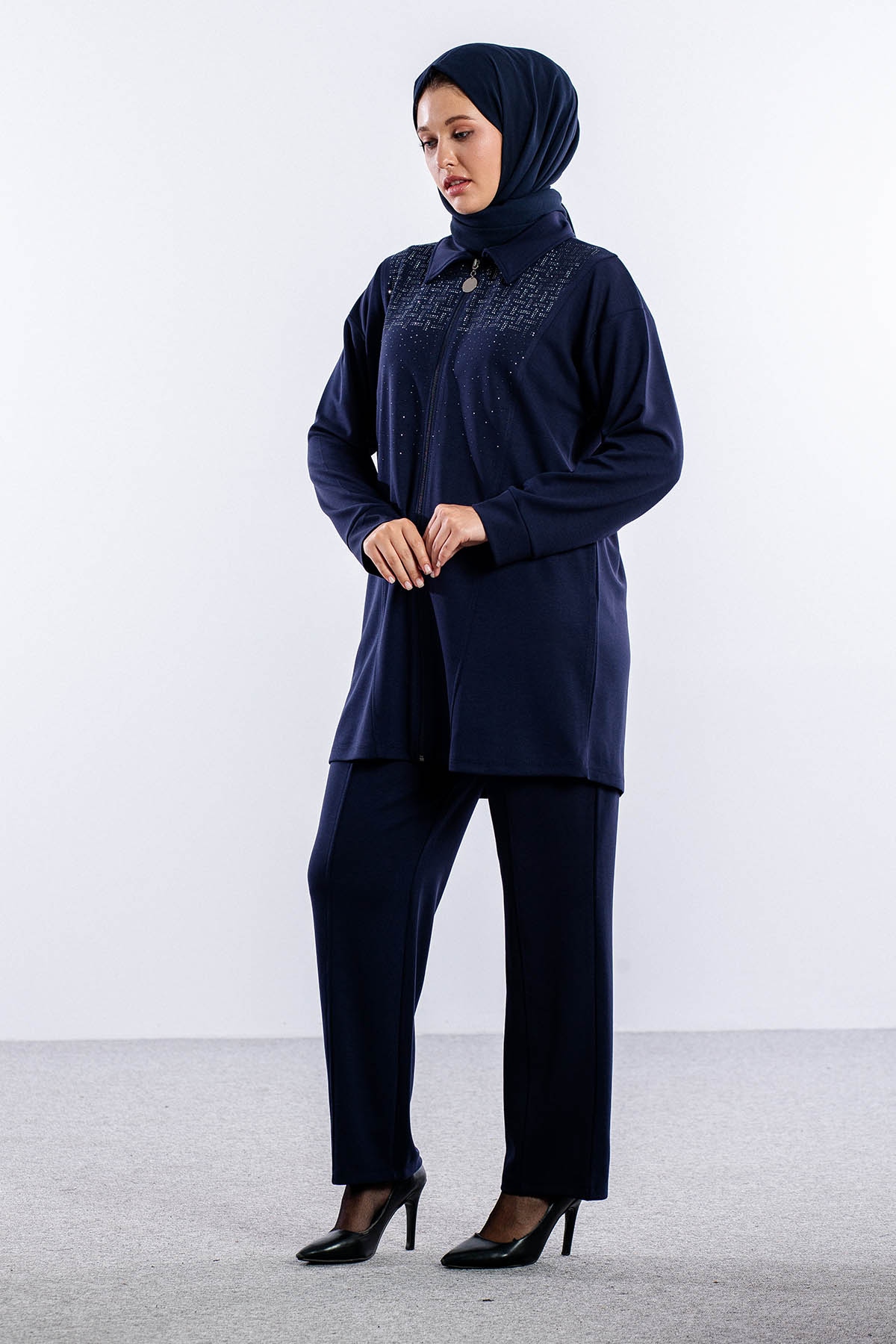 25261 Takim 44-46 Fermuar Detay - Lacivert - 3