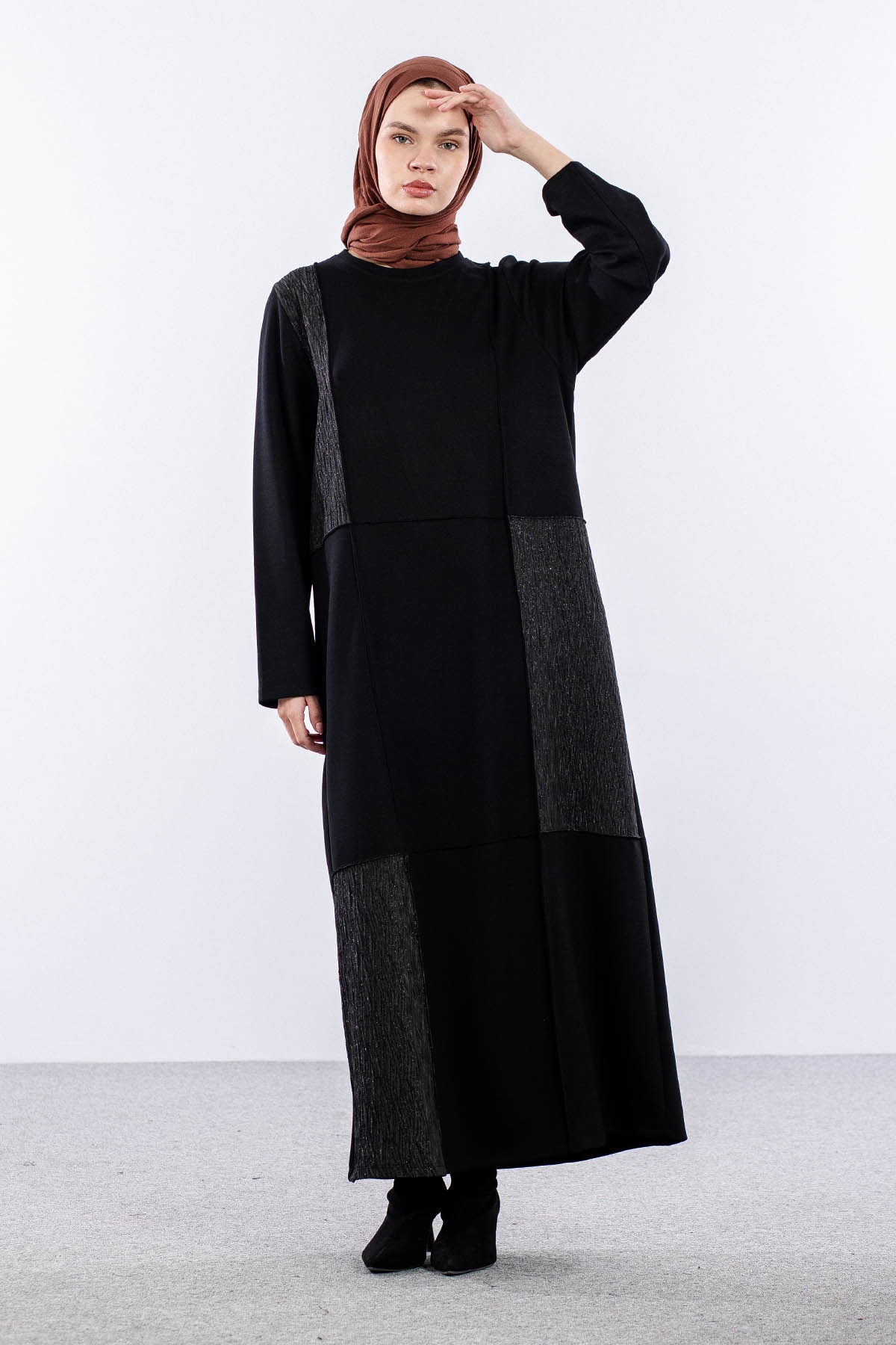 25274 Elbise 44-46-48 Sim Garni - Siyah - 3