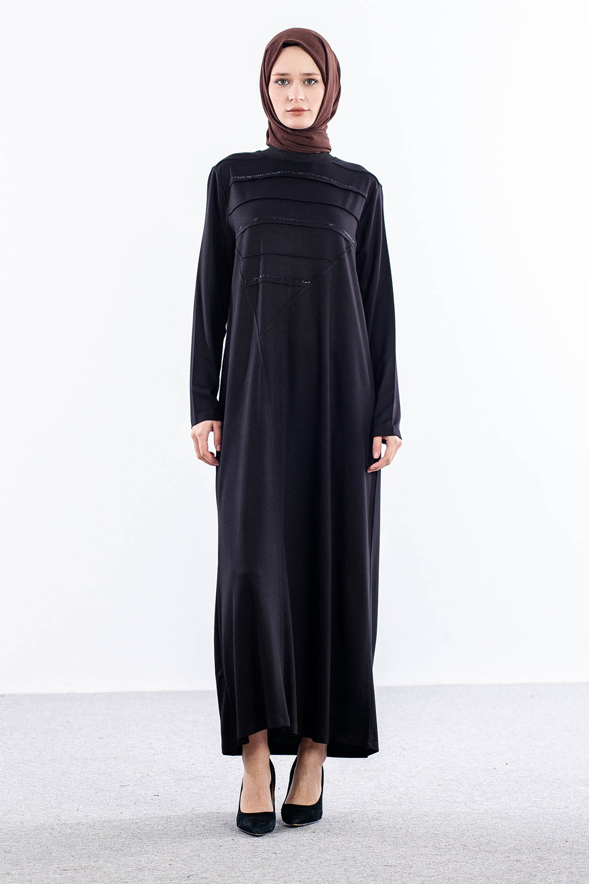 25289 Elbi̇se 44-46-48 Enine Biye - Siyah - 1