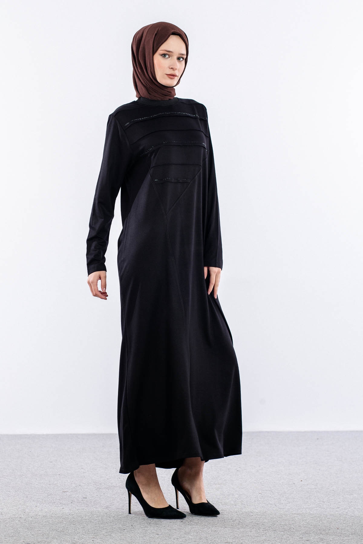 25289 Elbi̇se 44-46-48 Enine Biye - Siyah - 3