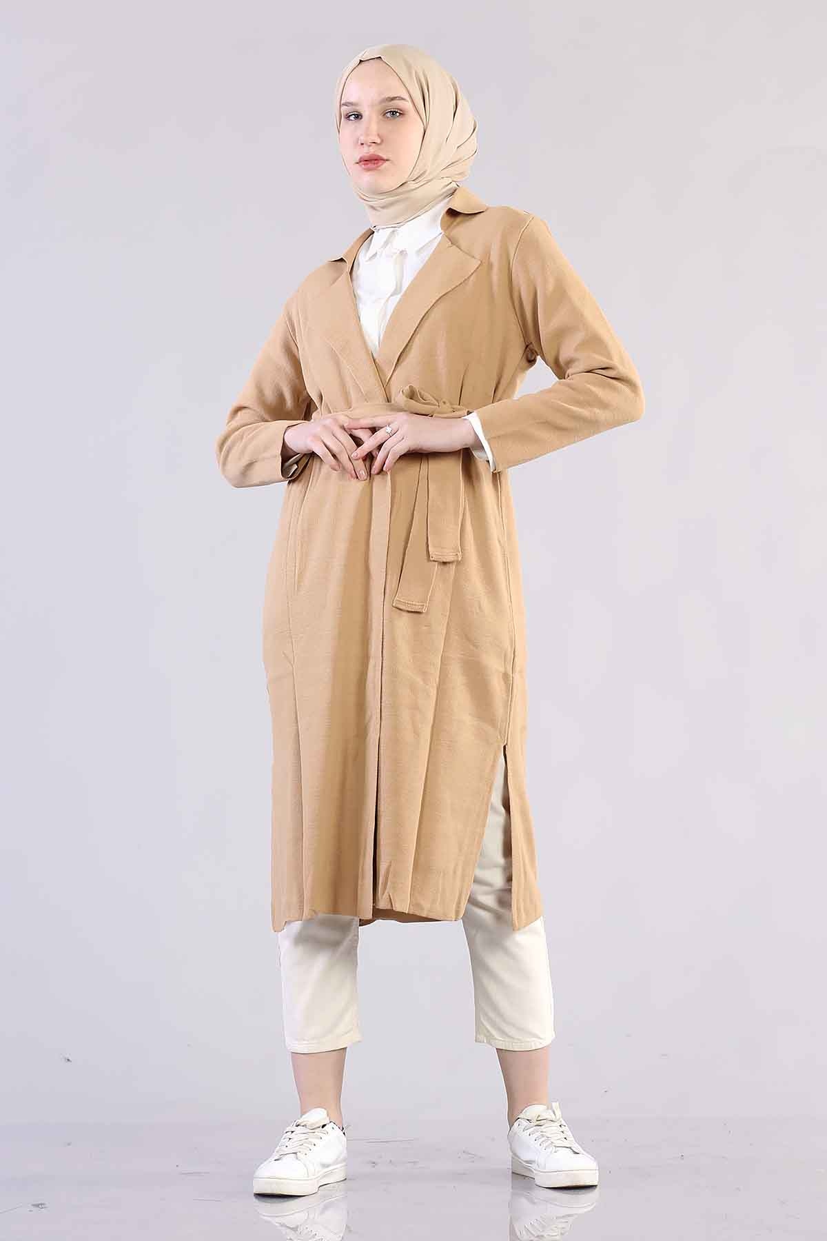 25356 Ceket Yaka Hirka Tek - Camel - 1