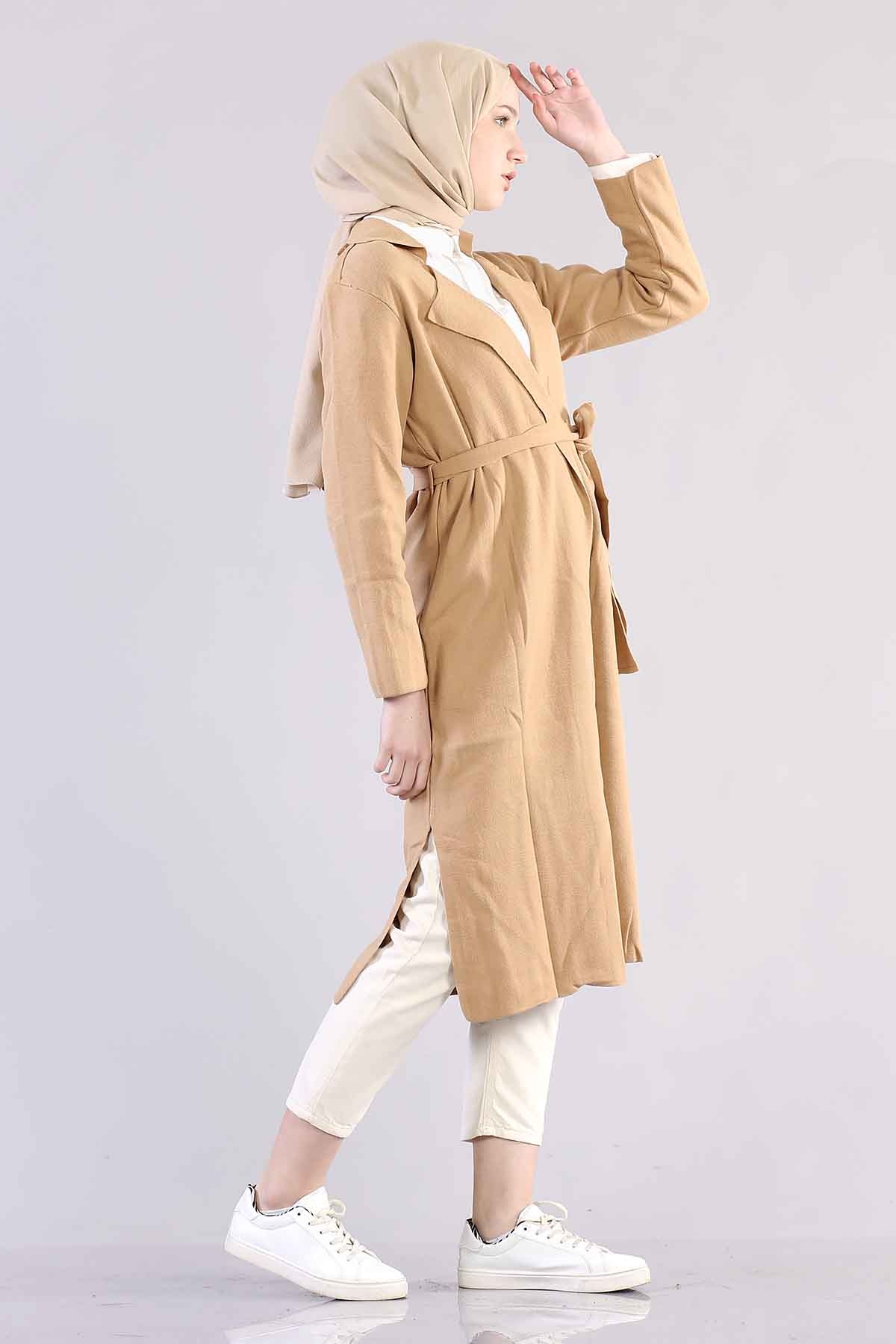 25356 Ceket Yaka Hirka Tek - Camel - 3