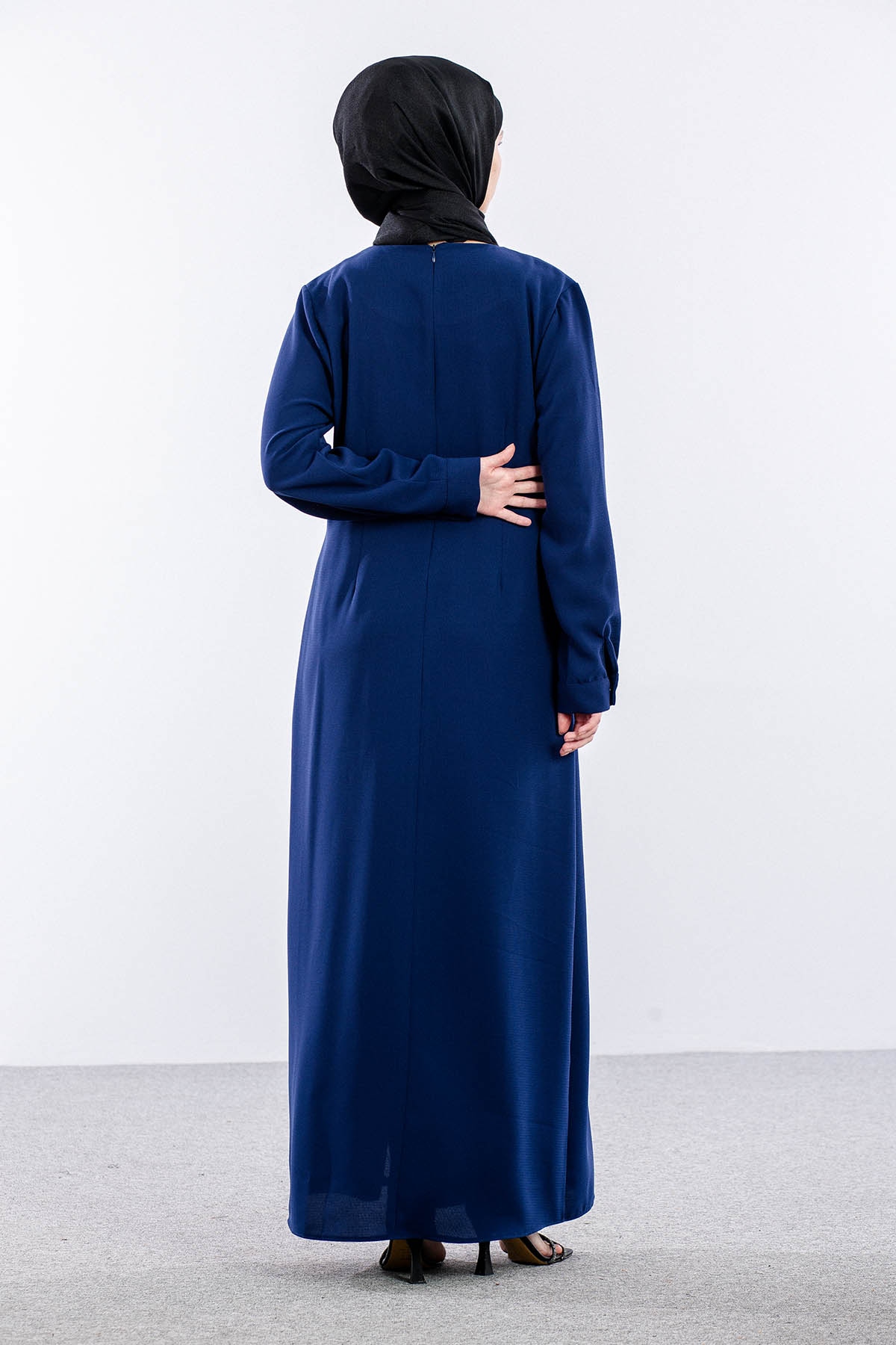 2547 Elbise 44-52 Şık Volan Detay - Sax - 5