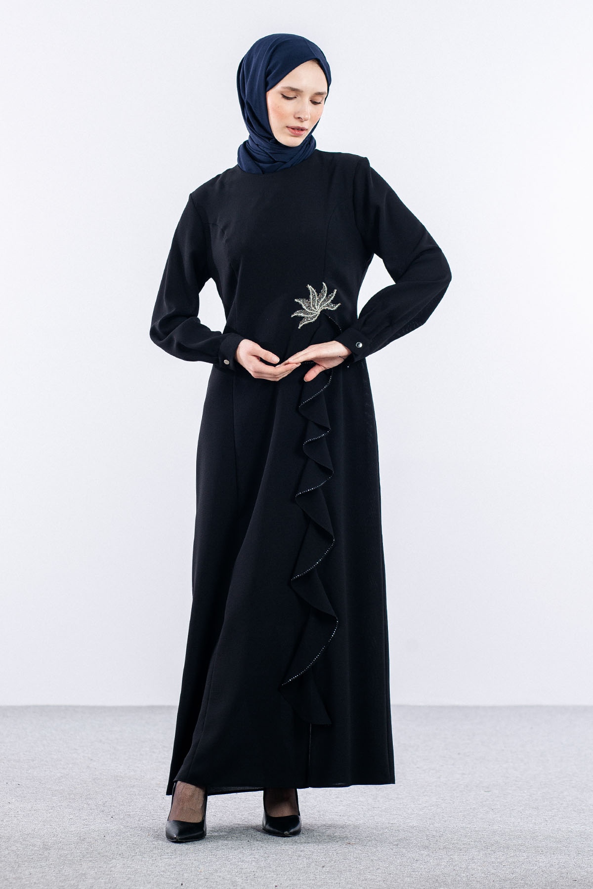 2547 şik Elbise 44-52 - Siyah - 1