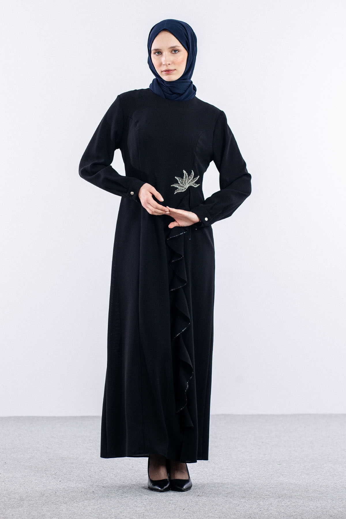 2547 şik Elbise 44-52 - Siyah - 2