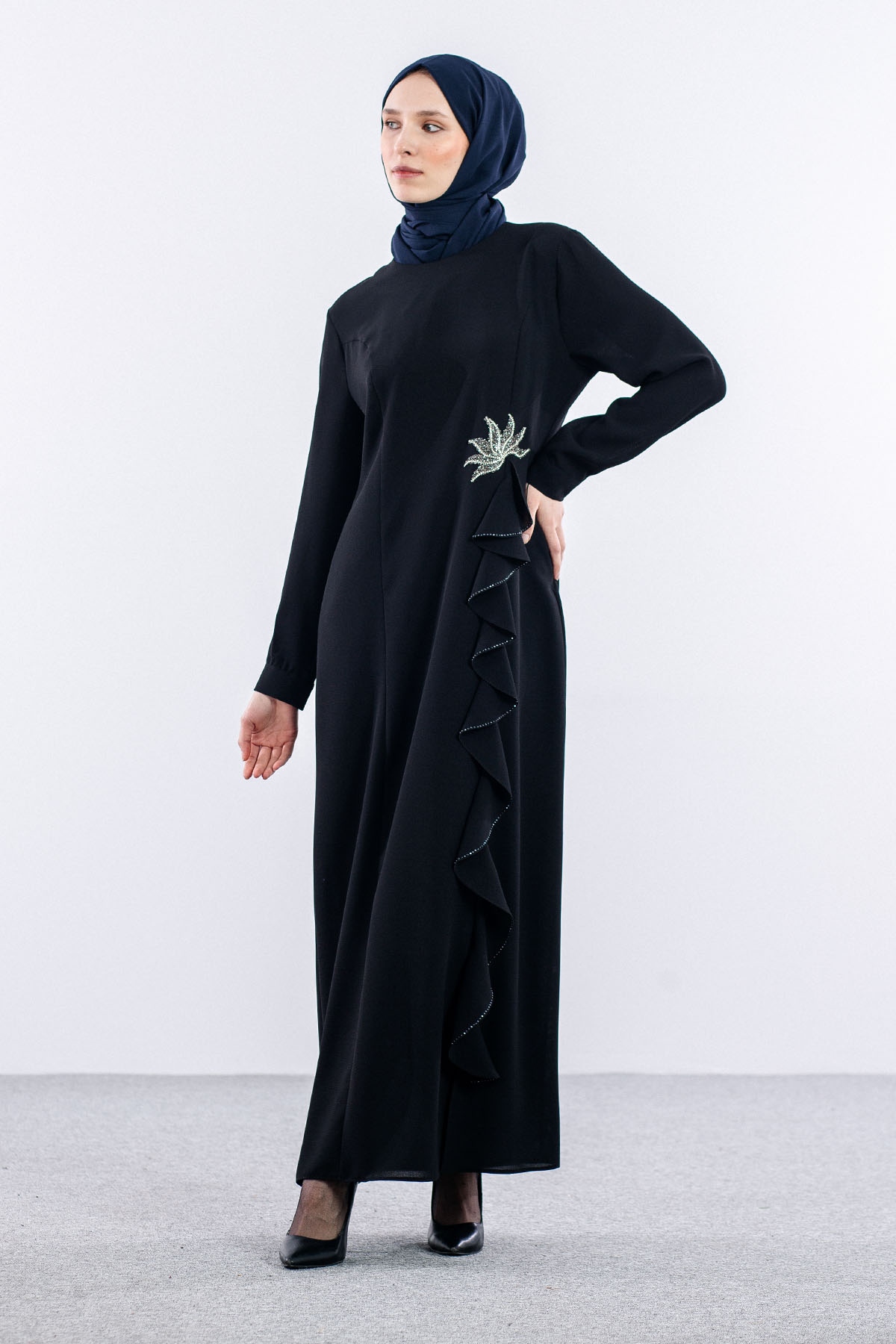 2547 şik Elbise 44-52 - Siyah - 4