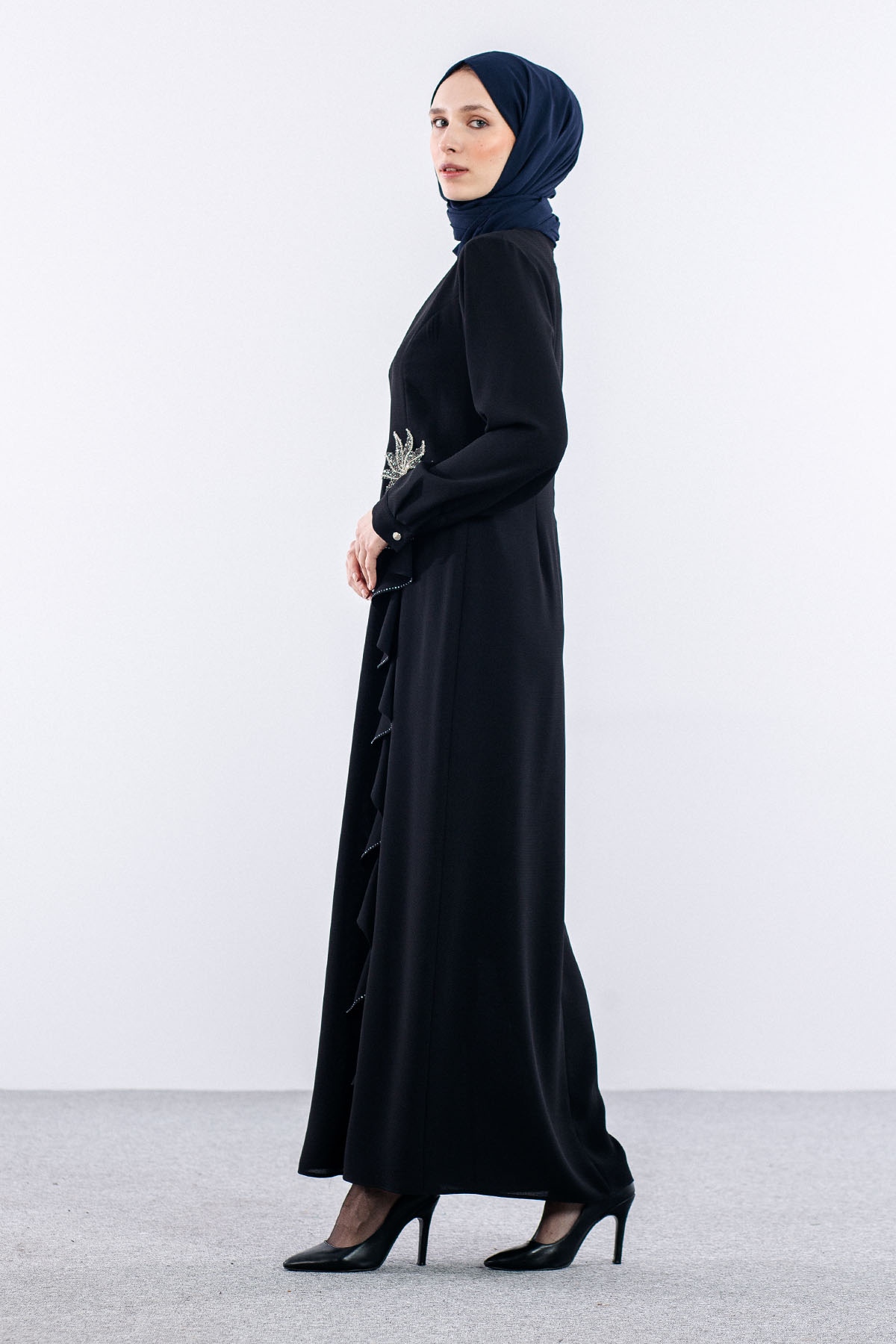 2547 şik Elbise 44-52 - Siyah - 5