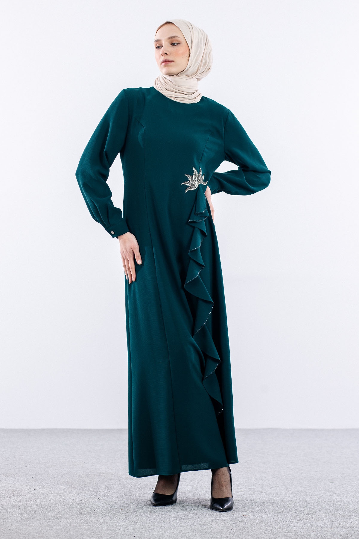 2547 şik Elbise 44-52 - Zumrut - 1