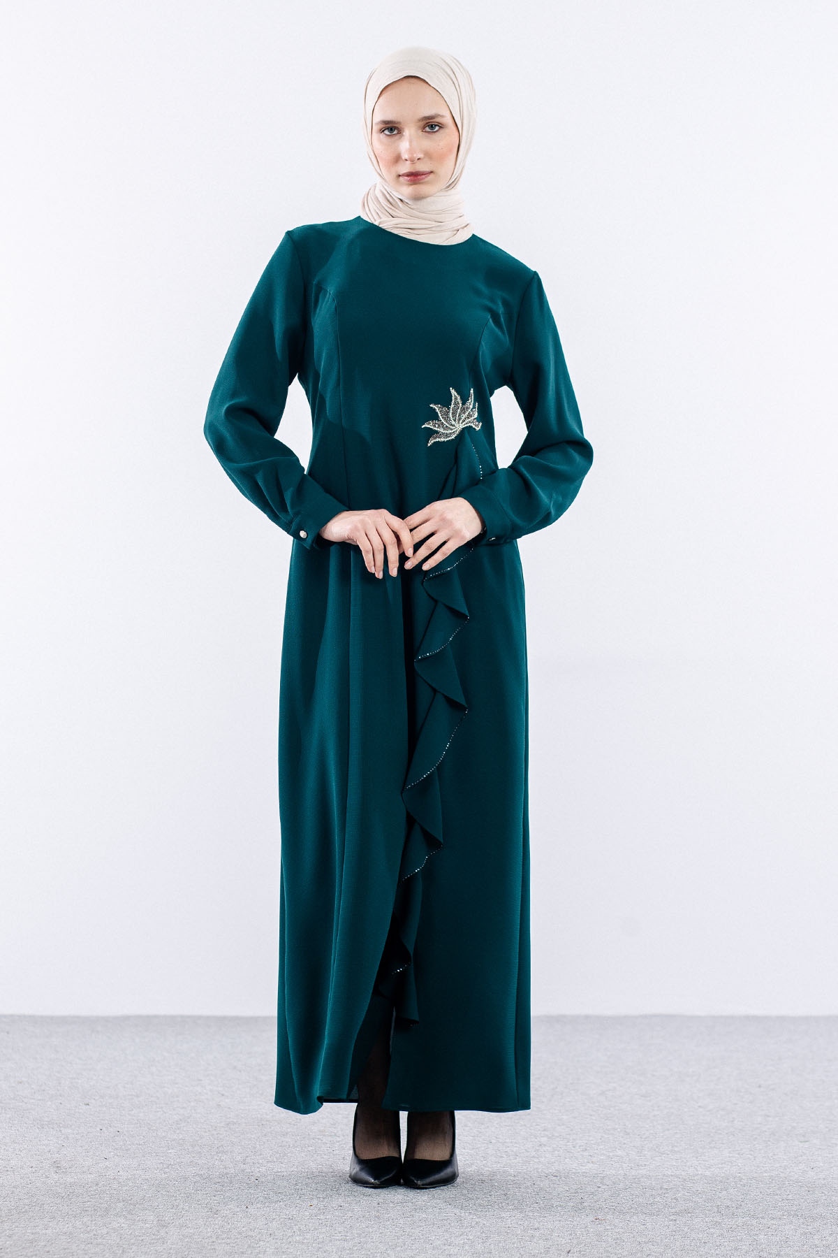 2547 şik Elbise 44-52 - Zumrut - 2