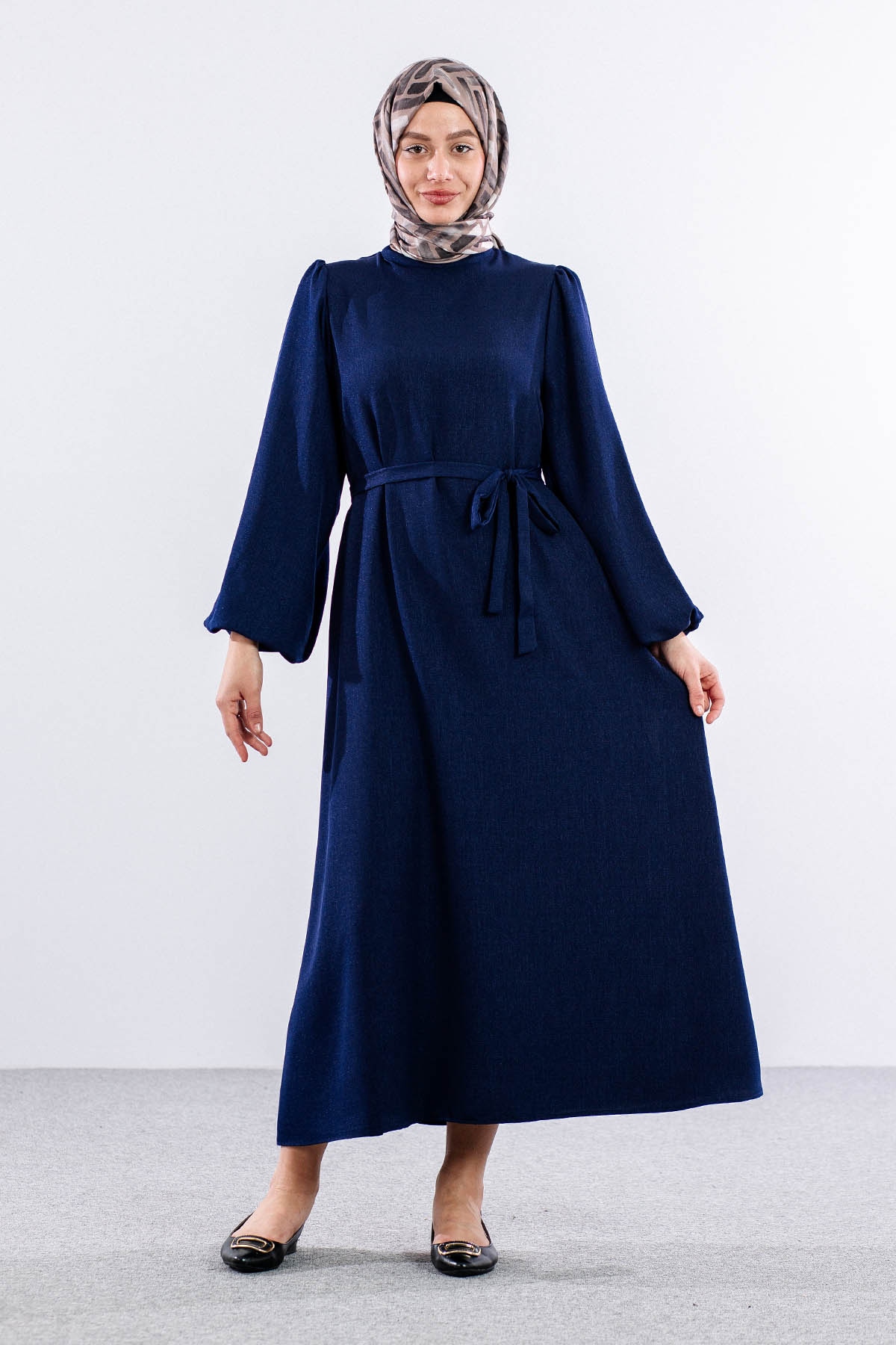 2548 Elbise 36-44 Bln - Lacivert - - 1