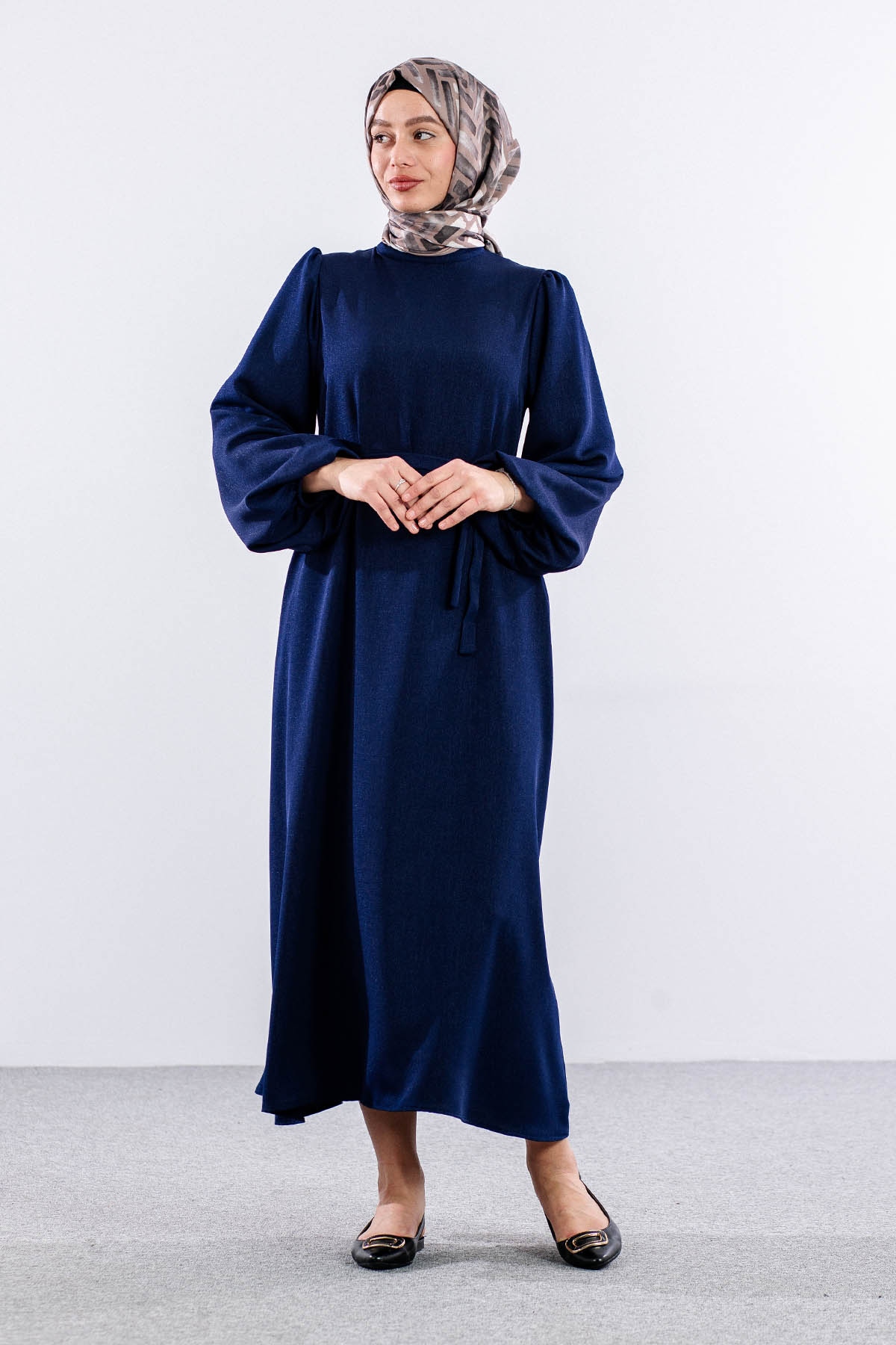 2548 Elbise 36-44 Bln - Lacivert - - 2