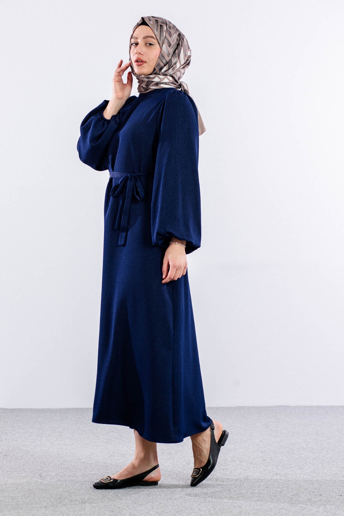 2548 Elbise 36-44 Bln - Lacivert - - 3