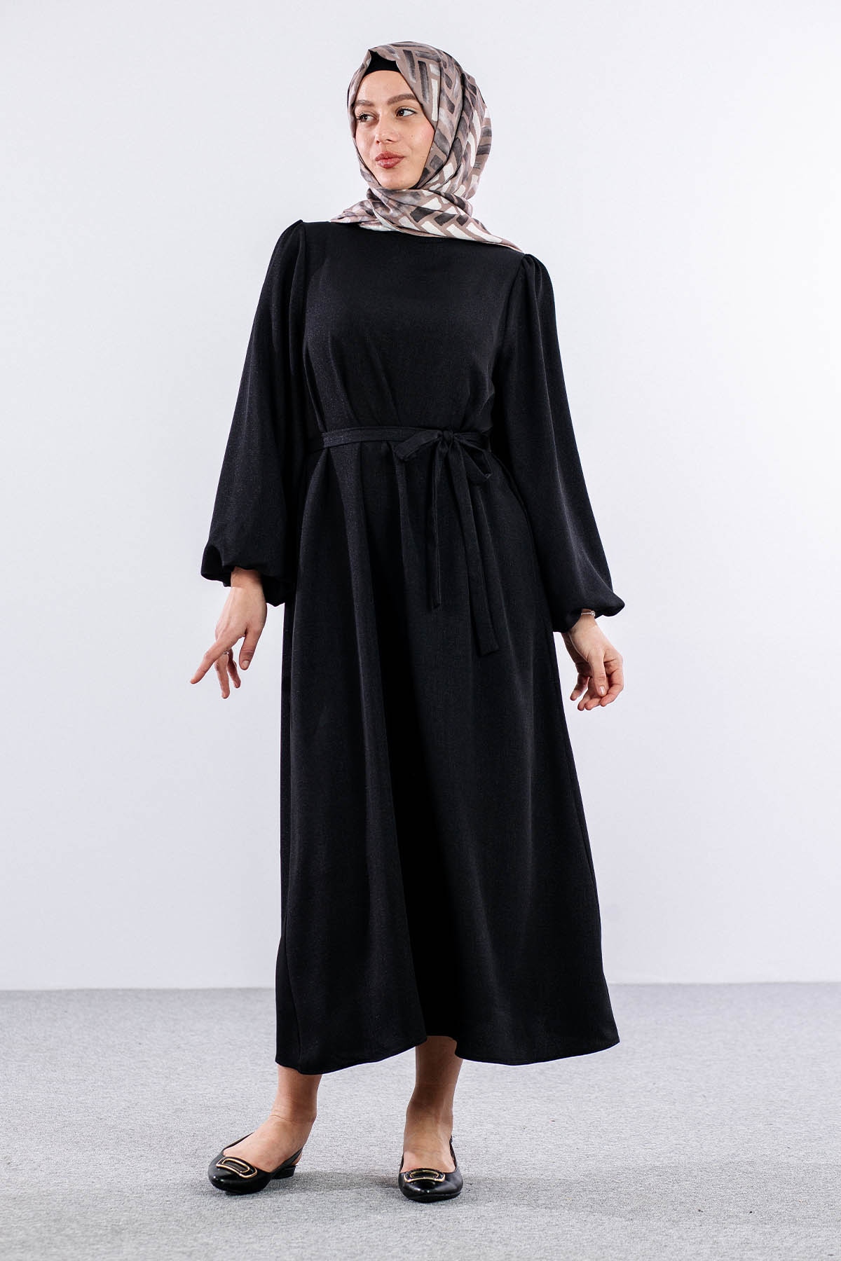 2548 Elbise 36-44 Bln - Siyah - - 1