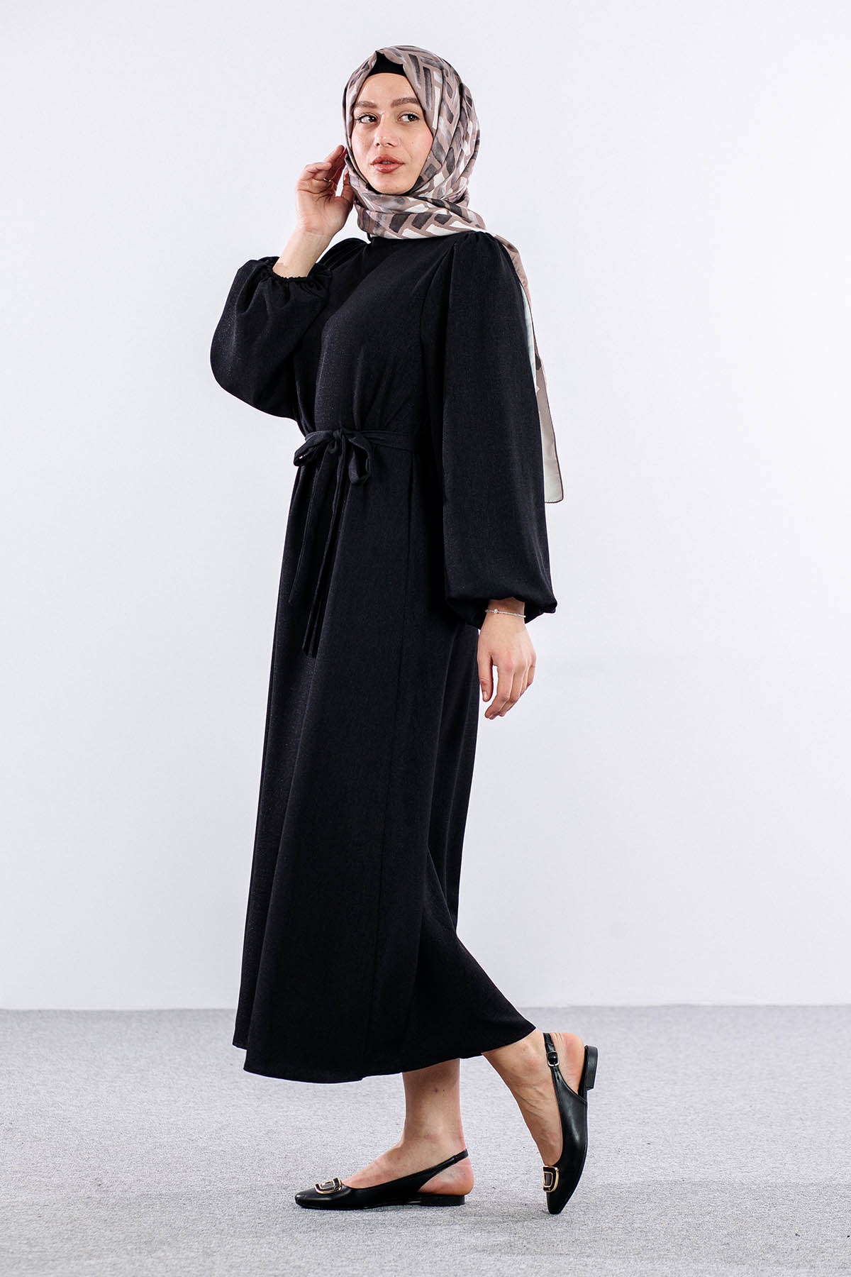 2548 Elbise 36-44 Bln - Siyah - - 4