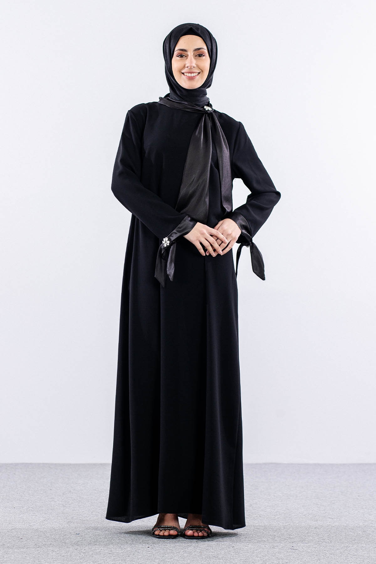 2555 Elbise 44-52 - Siyah  - - 1