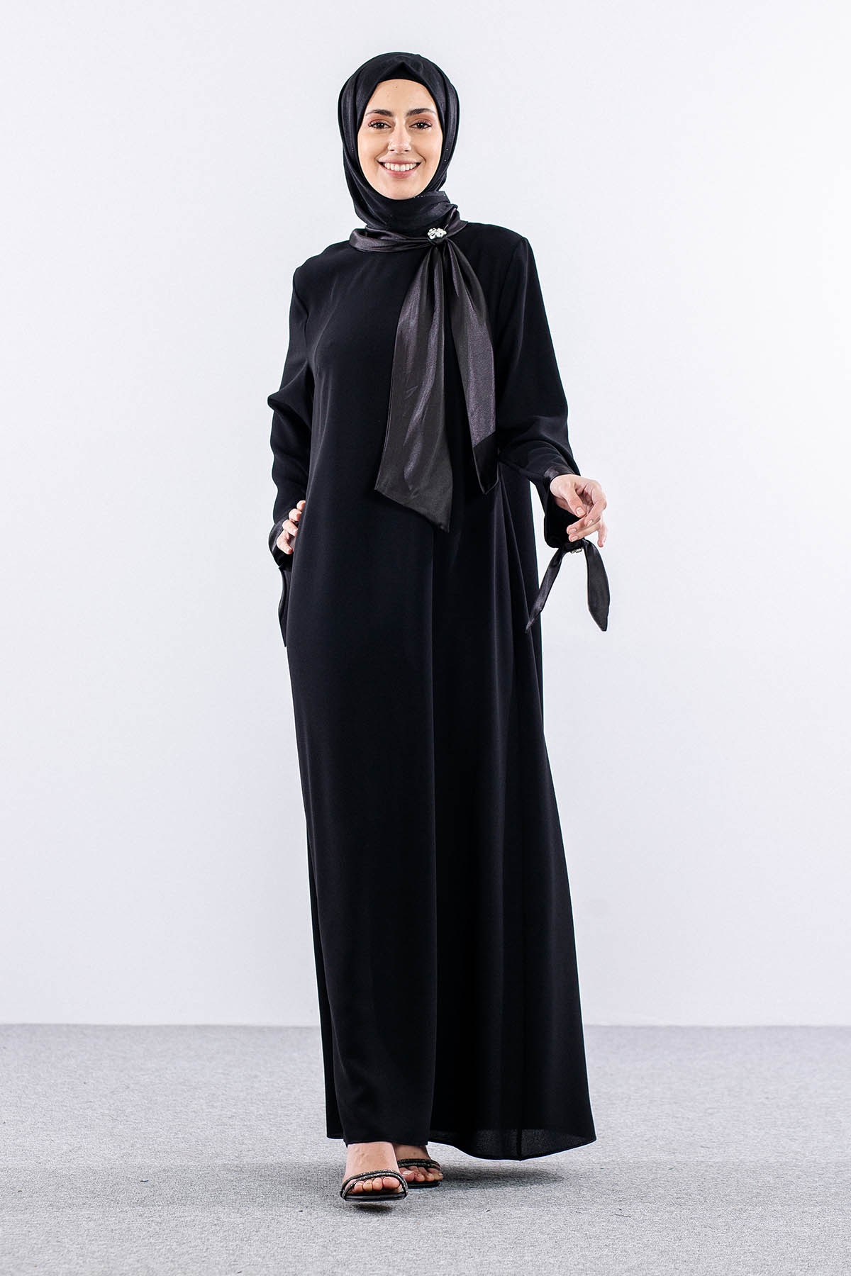 2555 Elbise 44-52 - Siyah  - - 2