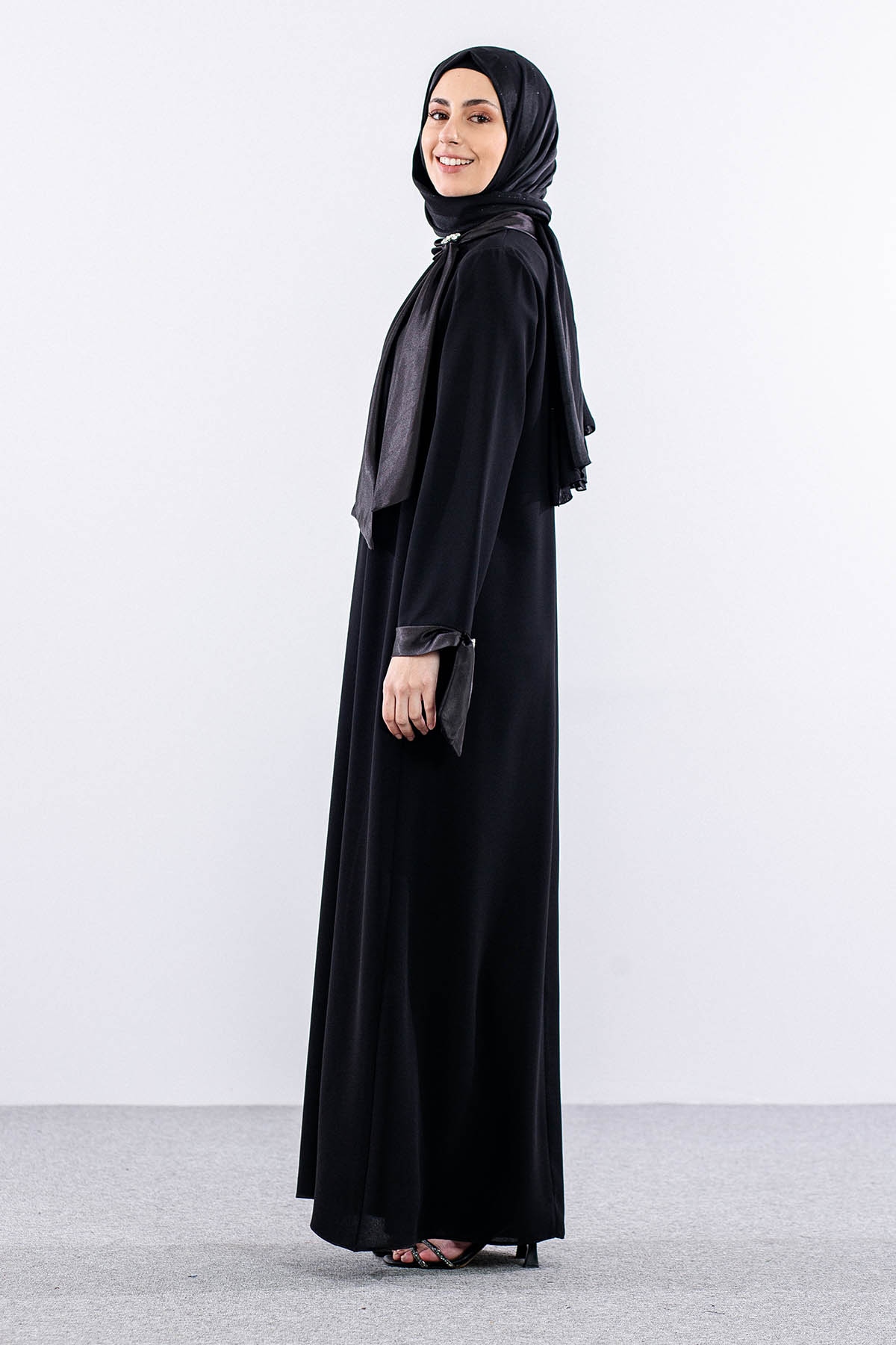 2555 Elbise 44-52 - Siyah  - - 4