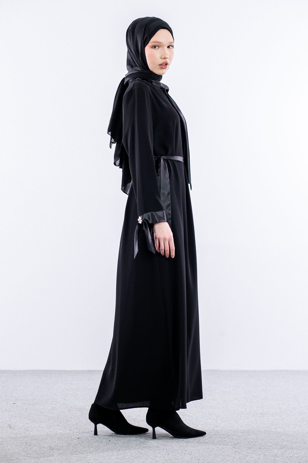 2555 Elbise 44-52 - Siyah - 4