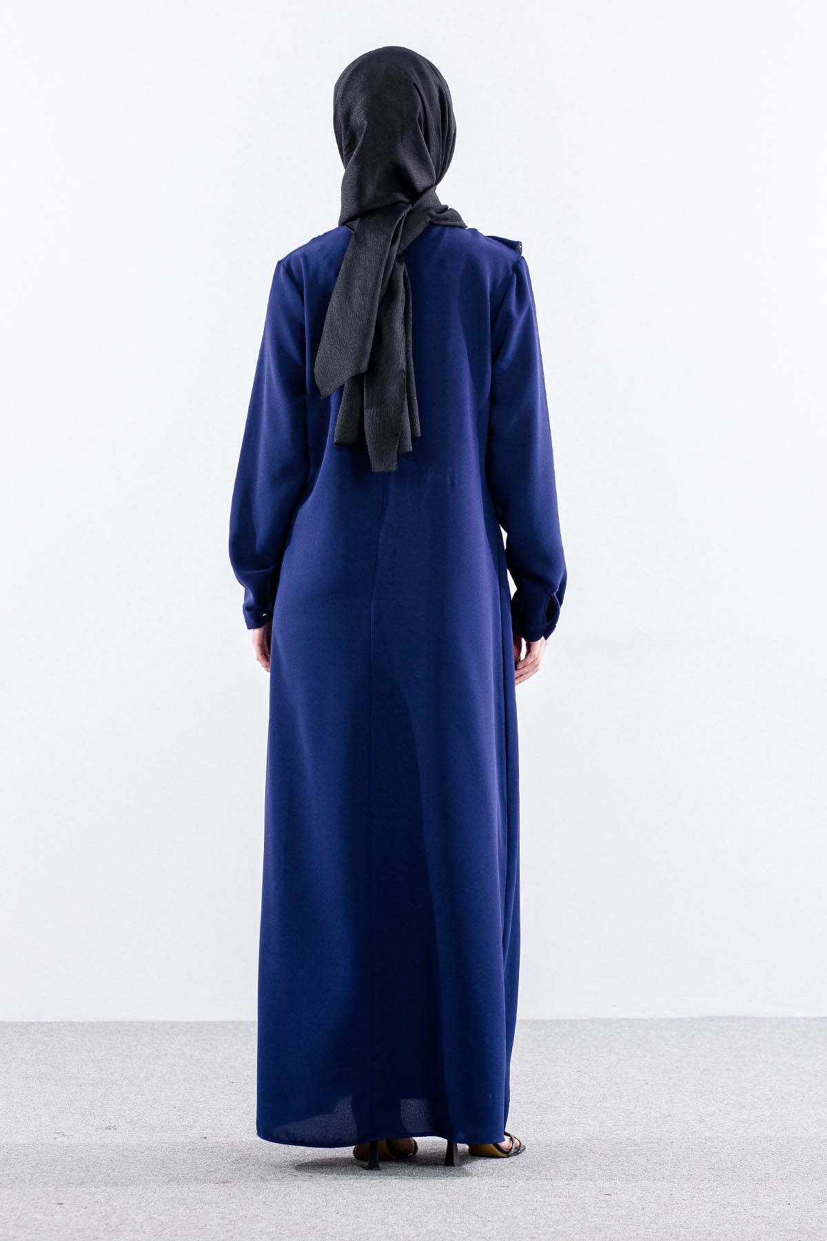 2559 Elbise 42-50 Şık Tas Detay - Sax - 5