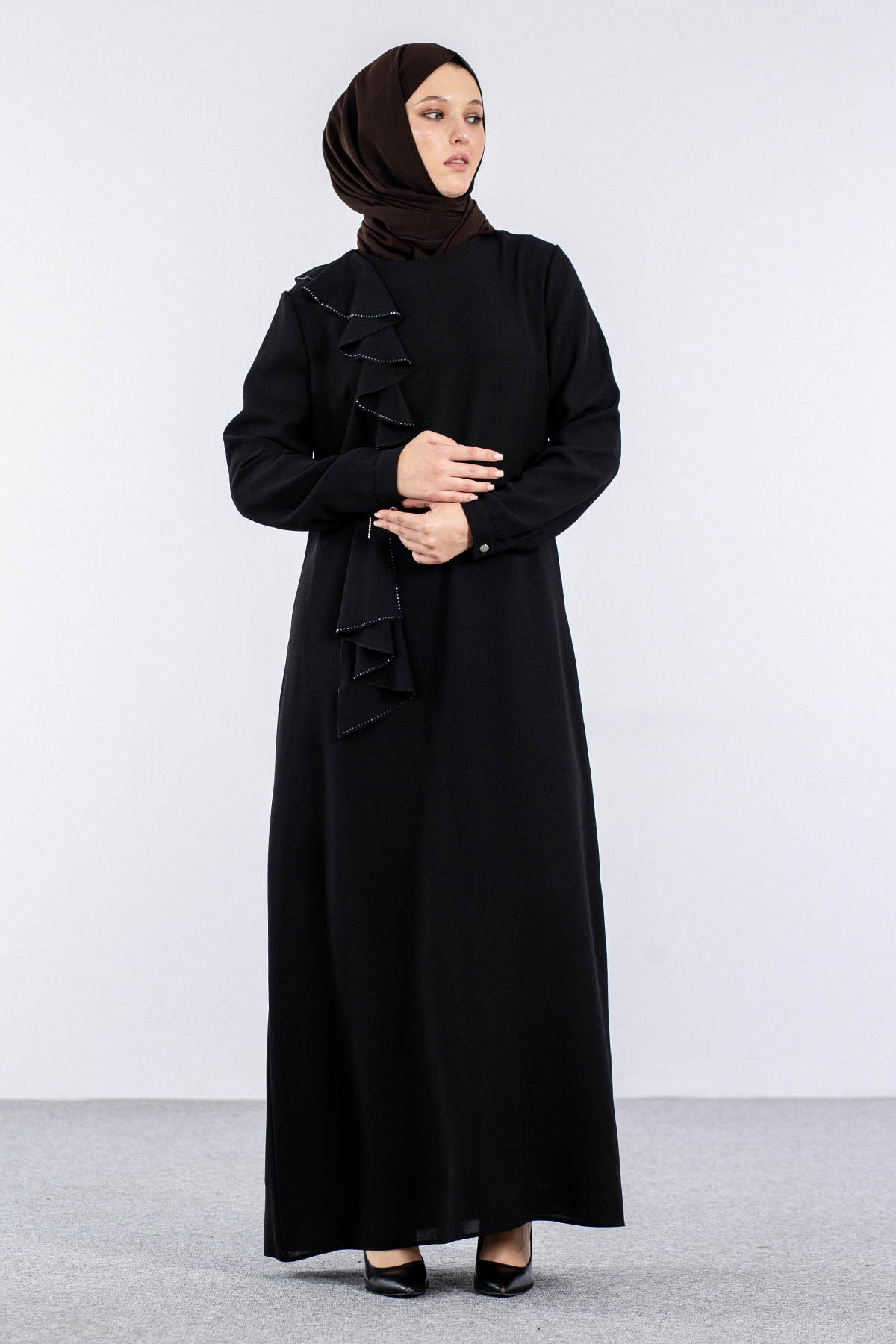 2559 Elbise 42-50 - Siyah - 1