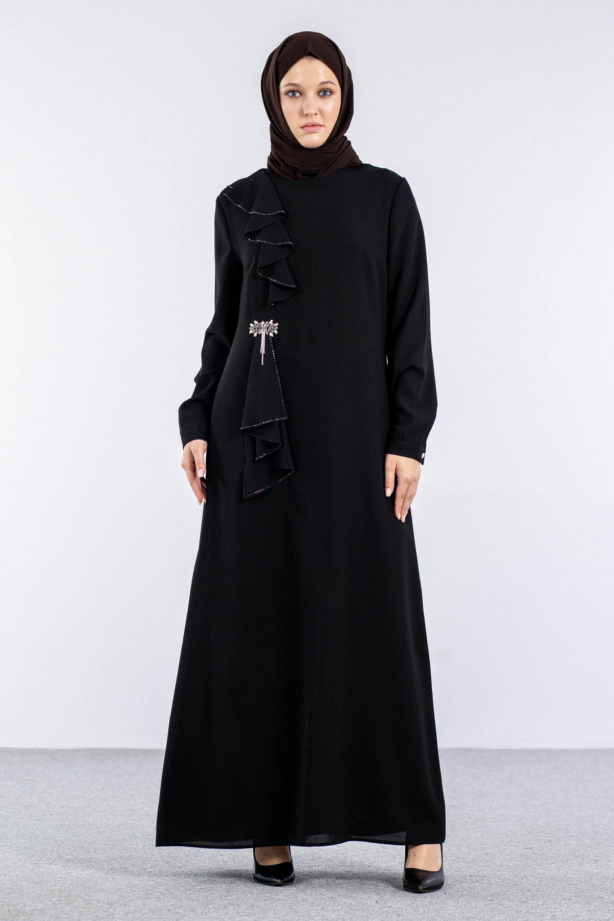 2559 Elbise 42-50 - Siyah - 3