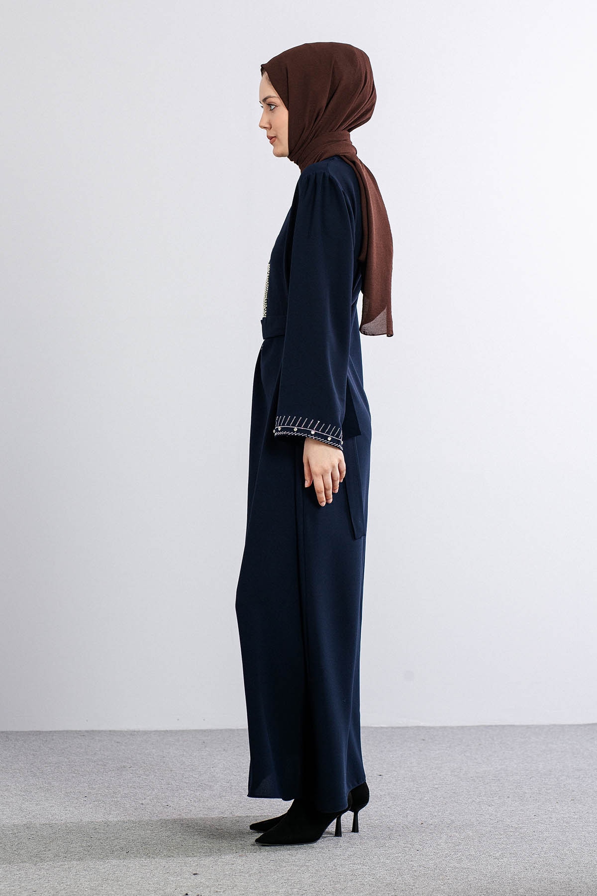 2561 Elbi̇se 44-52 Kol Ve Yan Tas Detay - Lacivert - 3